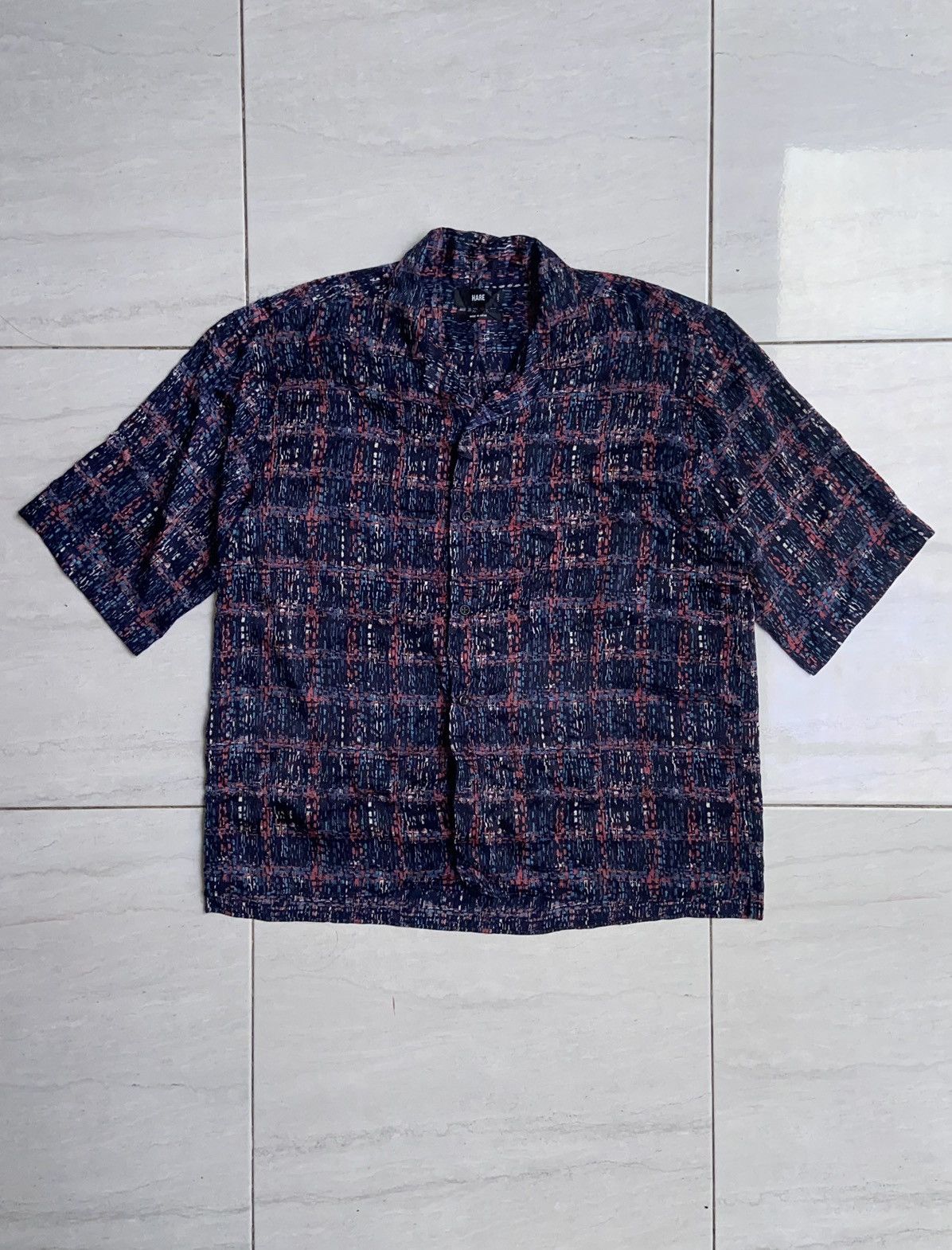 image of Hare Patterned Shirts in Blue, Men's (Size 2XL)