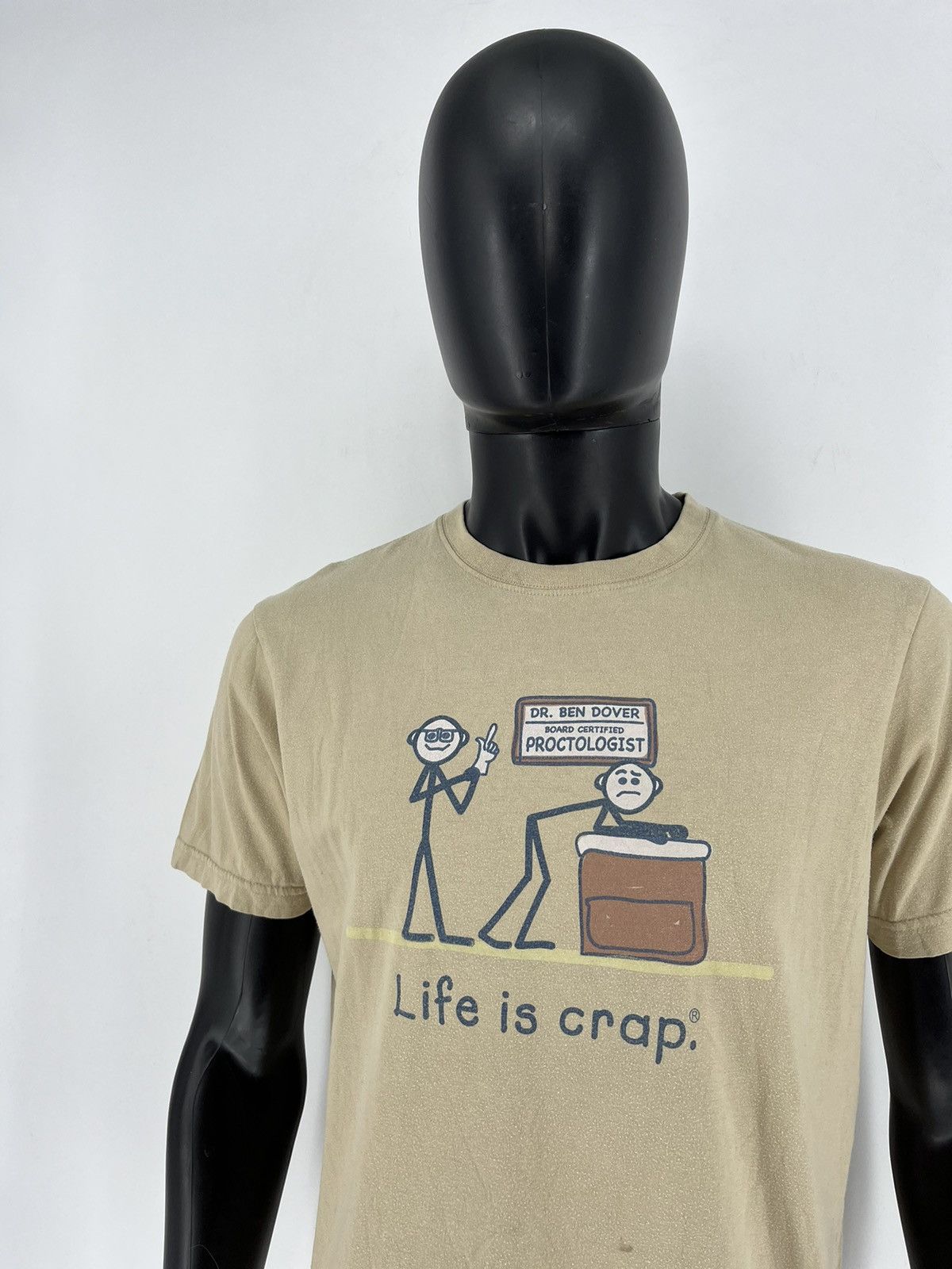 Vintage LIFE IS CRAP "DR. Ben Dover - Proctologist" Brown M T-shirt Size US M / EU 48-50 / 2 - 7 Thumbnail
