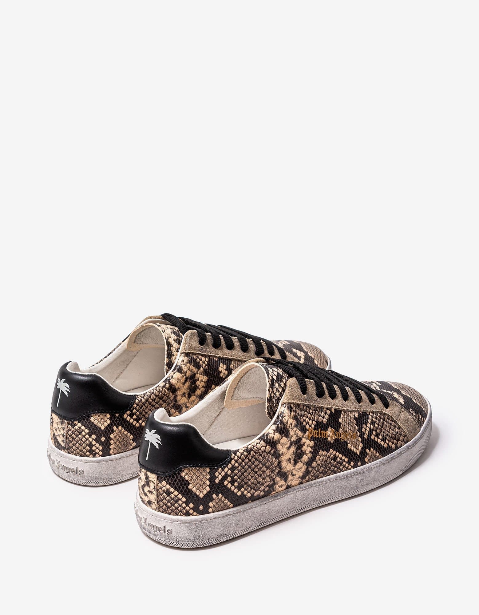 image of Palm Angels Python Embossed Tennis Trainers Shoes in Beige, Men's (Size 7)