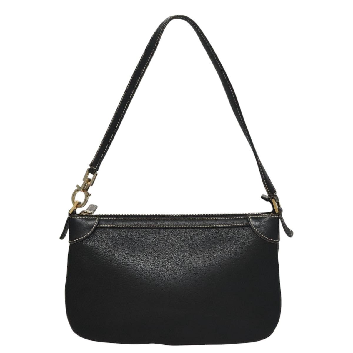 Salvatore Ferragamo Gancini Black Leather Shoulder Bag (Pre-Owned) Size ONE SIZE - 1 Thumbnail