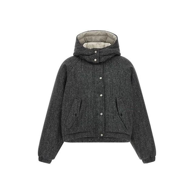 Brunello Cucinelli BRUNELLO CUCINELLI Gray Shiny Zipper Pull Down Jacket New & Size XS / US 0-2 / IT 36-38 - 1 Thumbnail