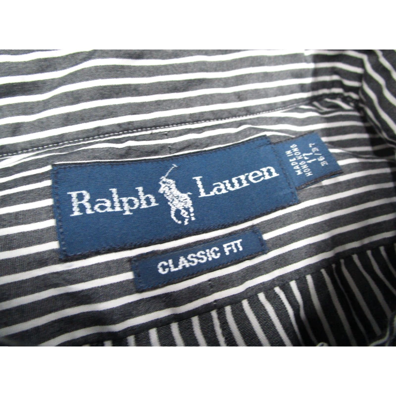 Ralph Lauren VINTAGE Ralph Lauren Men's Dress Shirt 17 36 Long Sleeve Gray Striped Button-Up Classic Fit Size US M / EU 48-50 / 2 - 2 Thumbnail