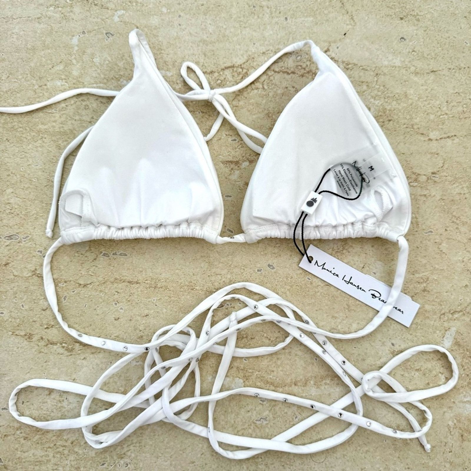 Other NWT Monica Hansen Swim Triangle Top in White Crystals Size M Size M / US 6-8 / IT 42-44 - 9 Thumbnail
