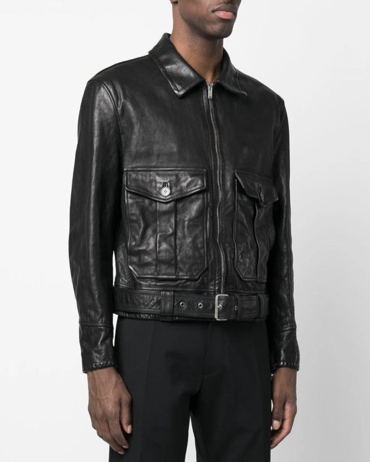 Anthony Vaccarello × Saint Laurent Paris Men’s Cropped Leather Jacket (2022) Size US M / EU 48-50 / 2 - 10 Thumbnail