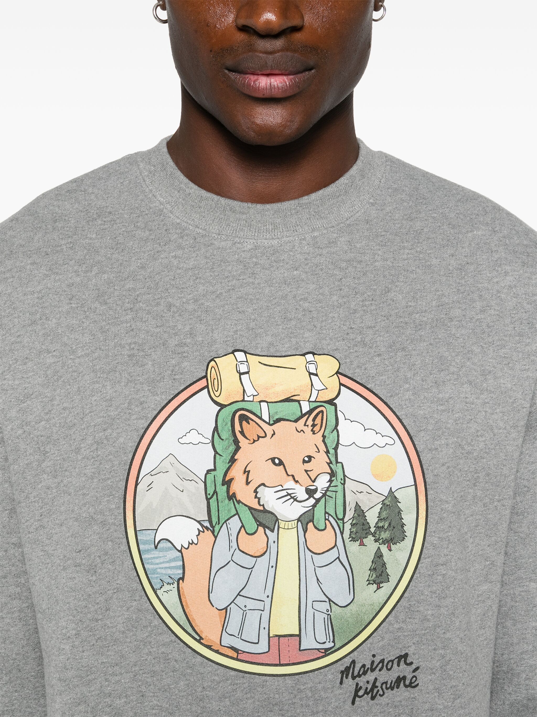 Maison Kitsune o1s22i1n1124 Rambling Fox Print Sweatshirt in Grey Size US XL / EU 56 / 4 - 5 Thumbnail