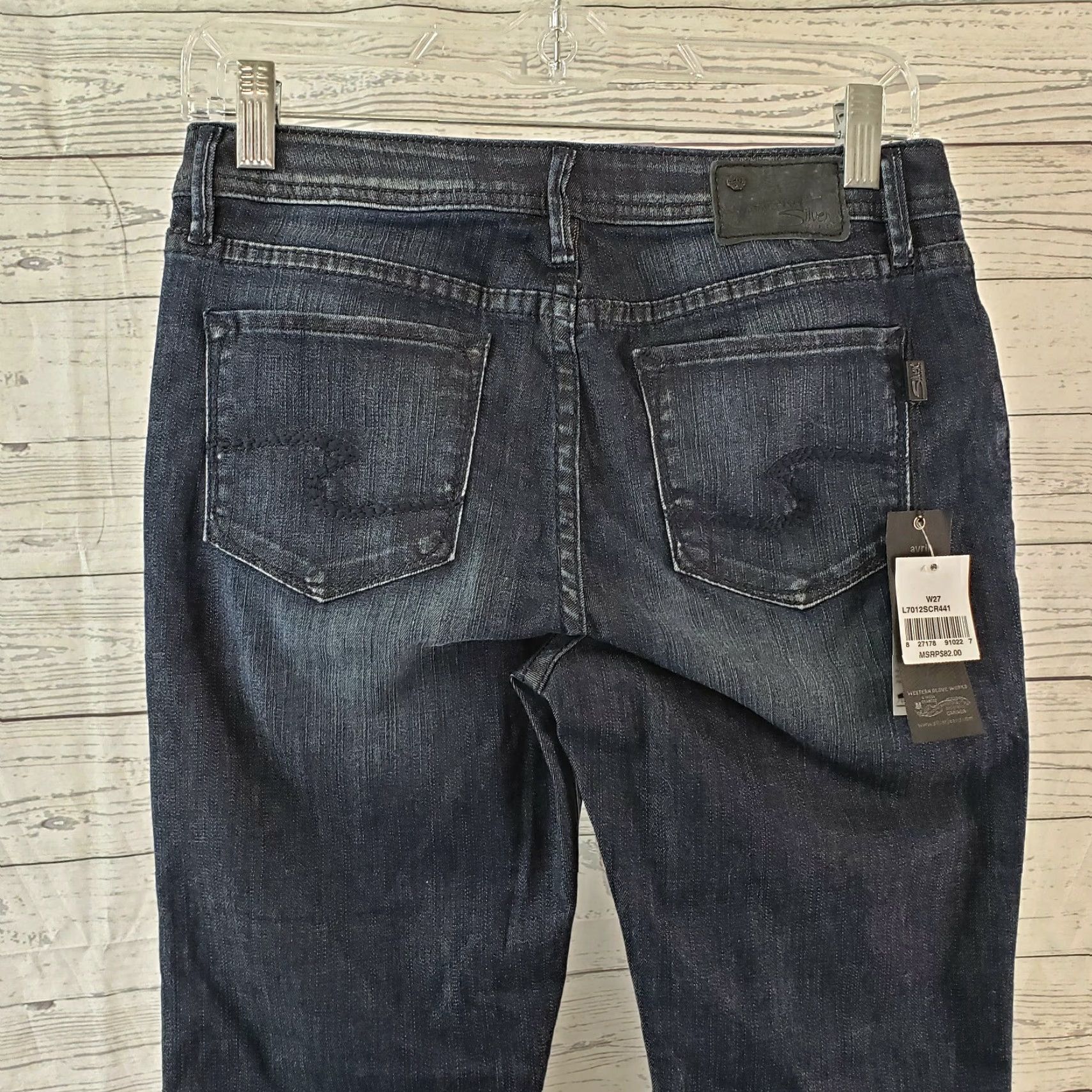 Vintage Silver Womens Avril Capri Jeans Sz 27 Blue Low Rise Dark Wash Denim Cotton Blend Jeans Size 27" / US 4 / IT 40 - 4 Thumbnail