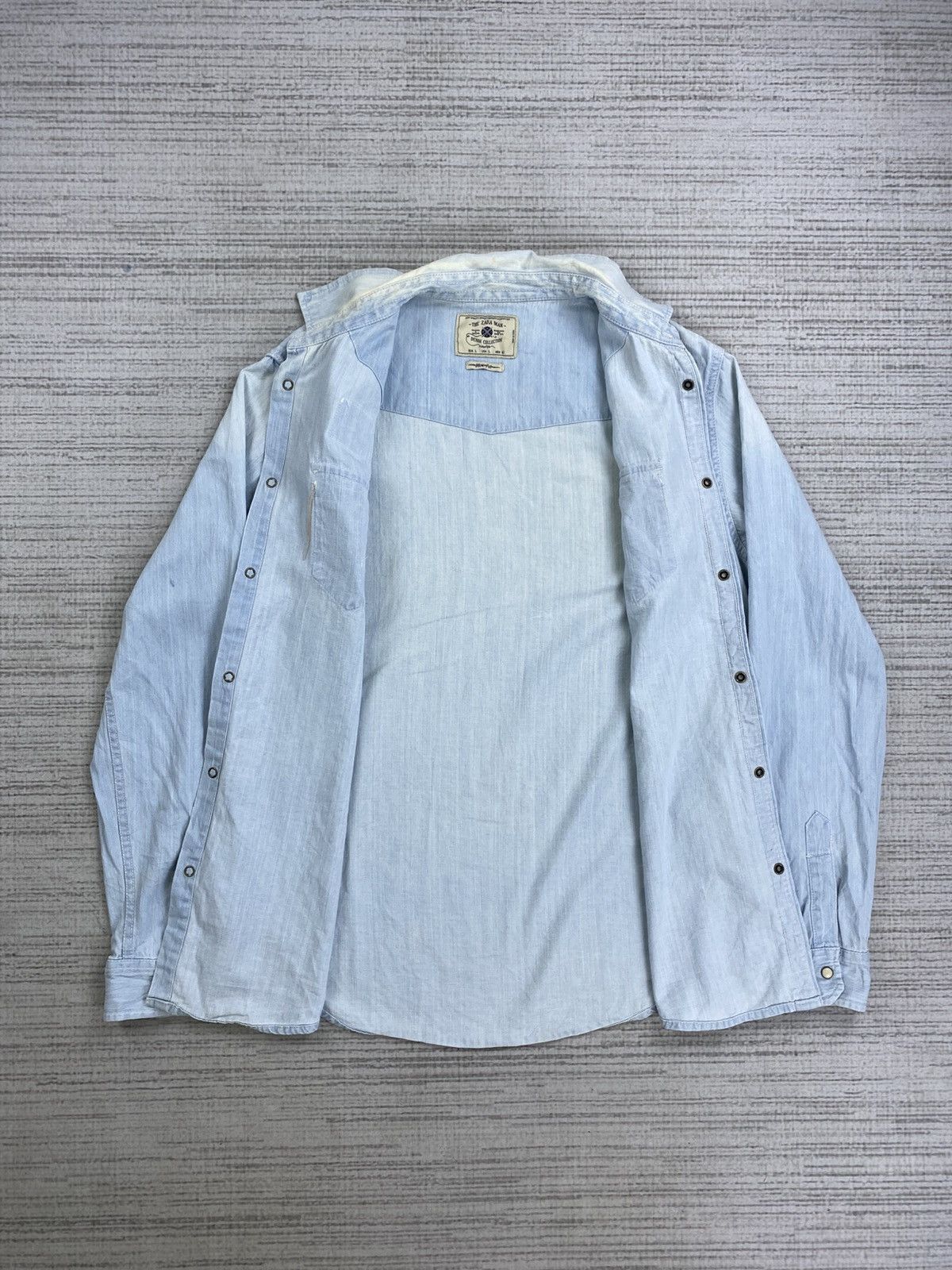 Vintage × Zara Vintage The Zara Man Soft Blue Slim Fit Denim Shirt Size US M / EU 48-50 / 2 - 6 Thumbnail