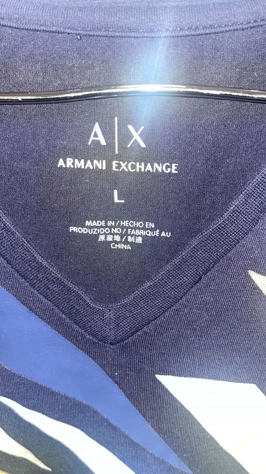 Armani Exchange Blue Vintage graphic v neck Size US L / EU 52-54 / 3 - 3 Thumbnail