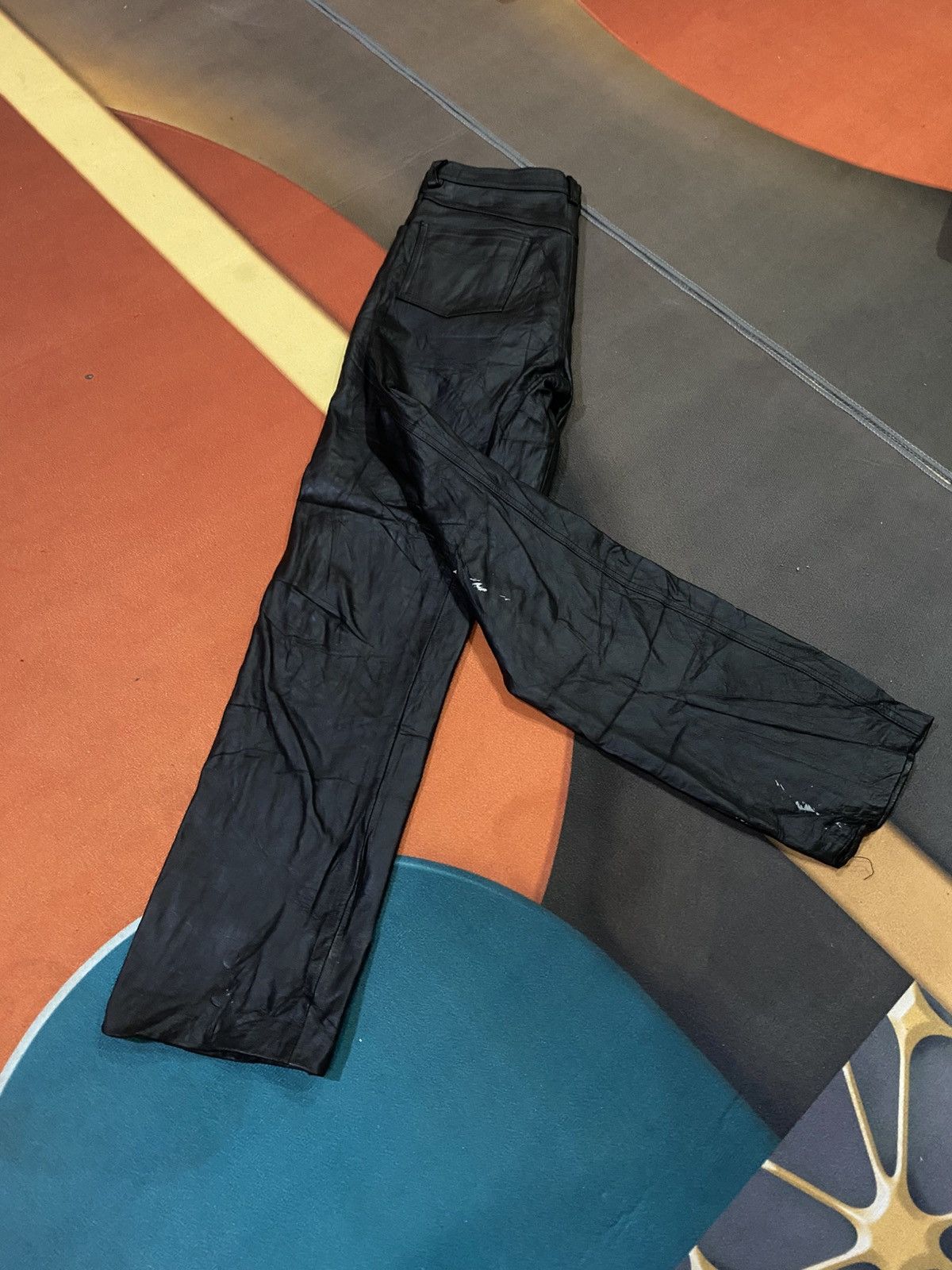 Genuine Leather Azzure Black Leather Pants - Vintage Straight-Leg Style Size US 31 - 16 Thumbnail