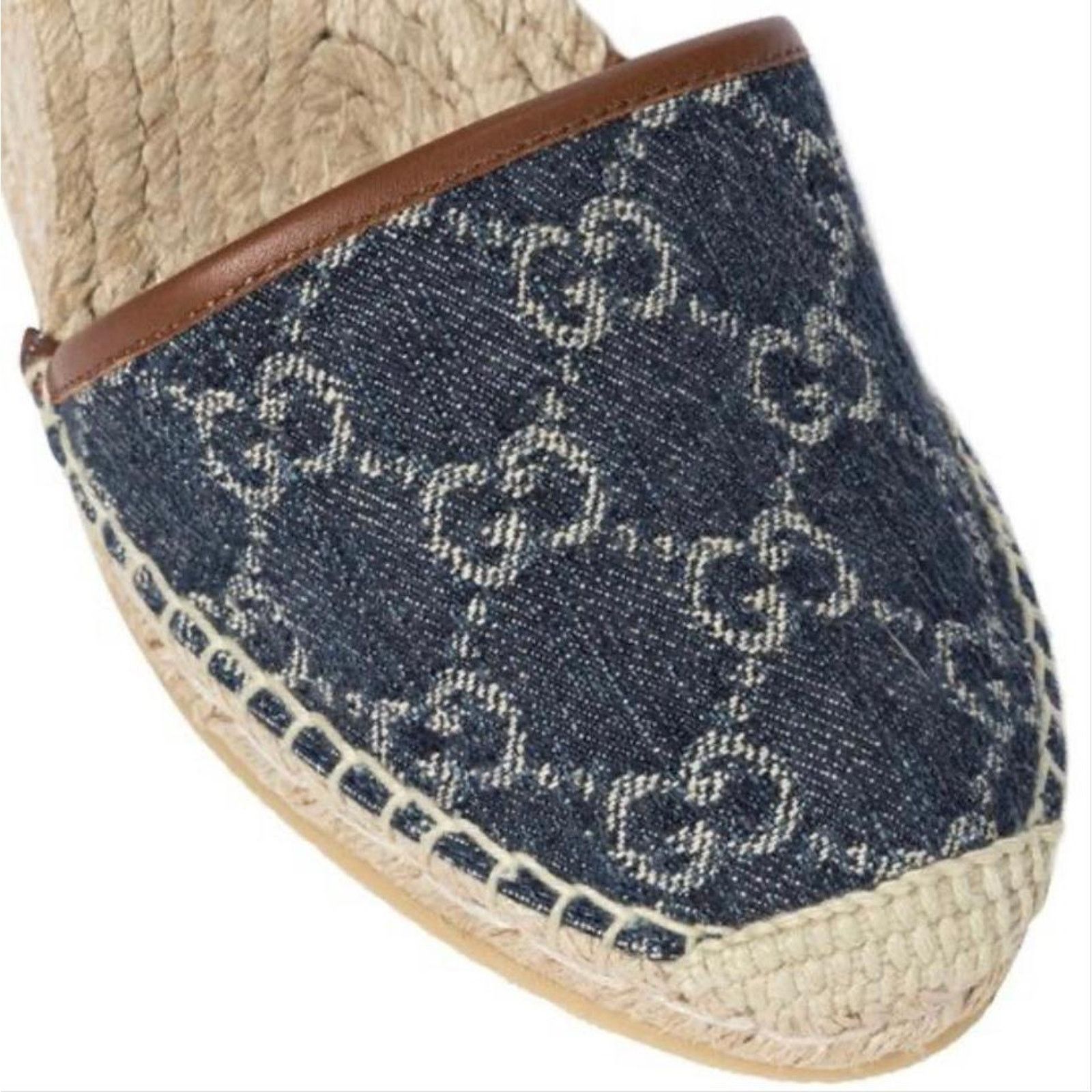 Gucci Pilar GG logo denim espadrilles wedges Size US 10.5 / IT 40.5 - 5 Thumbnail
