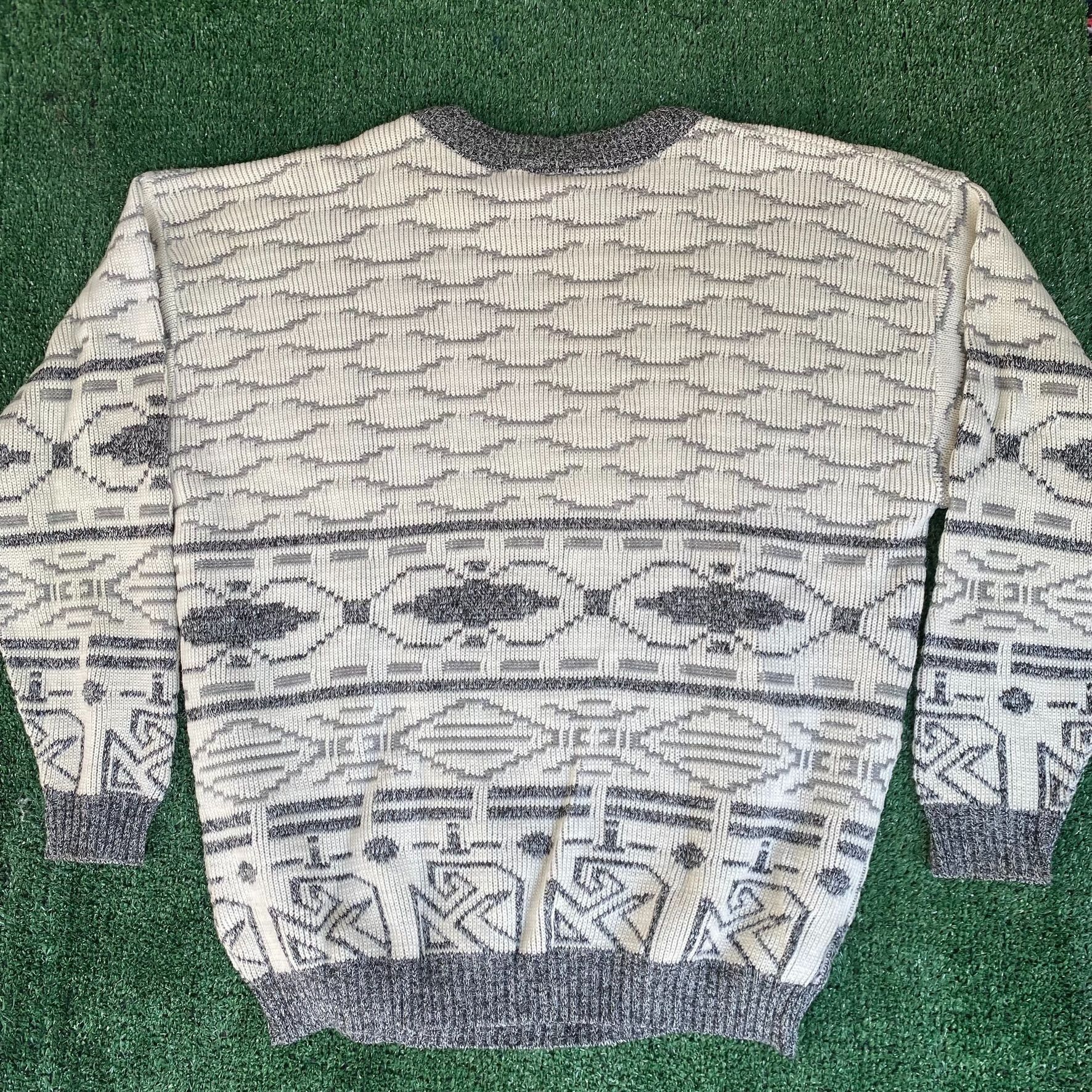 Vintage Vintage 90s Fair Isle Sweater Heavy Knit Geometric Jumper Size US XL / EU 56 / 4 - 5 Thumbnail