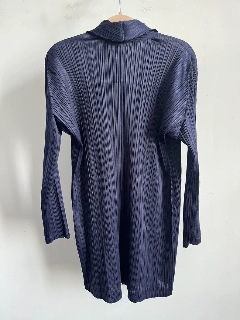 Issey Miyake Issey Miyake size:3 Blue pleated long-sleeved cardigan Size S / US 4 / IT 40 - 2 Thumbnail