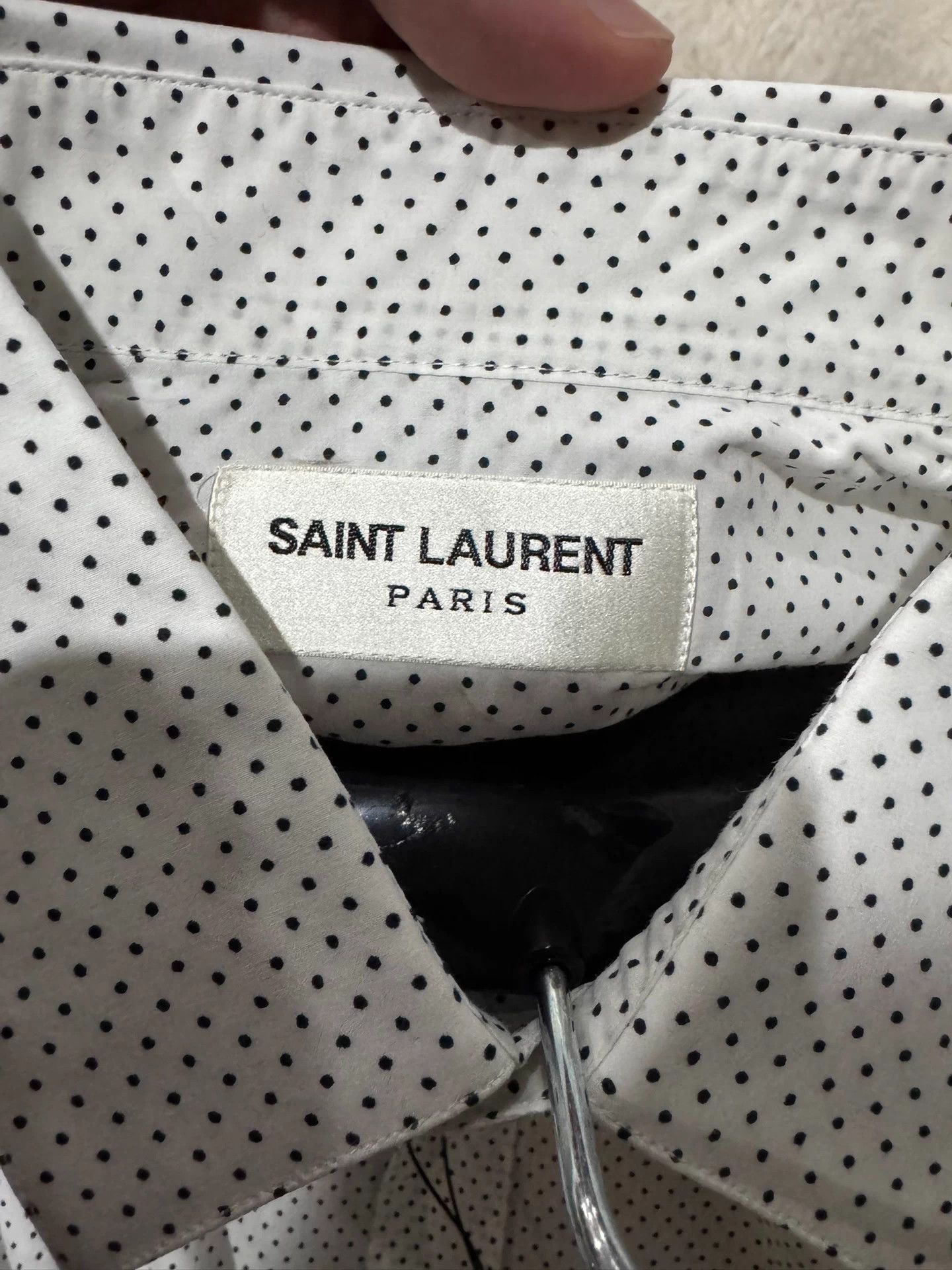 Saint Laurent Paris Saint Laurent New White Polka Dot Men's Shirt 39 Size US XXS / EU 40 - 5 Thumbnail