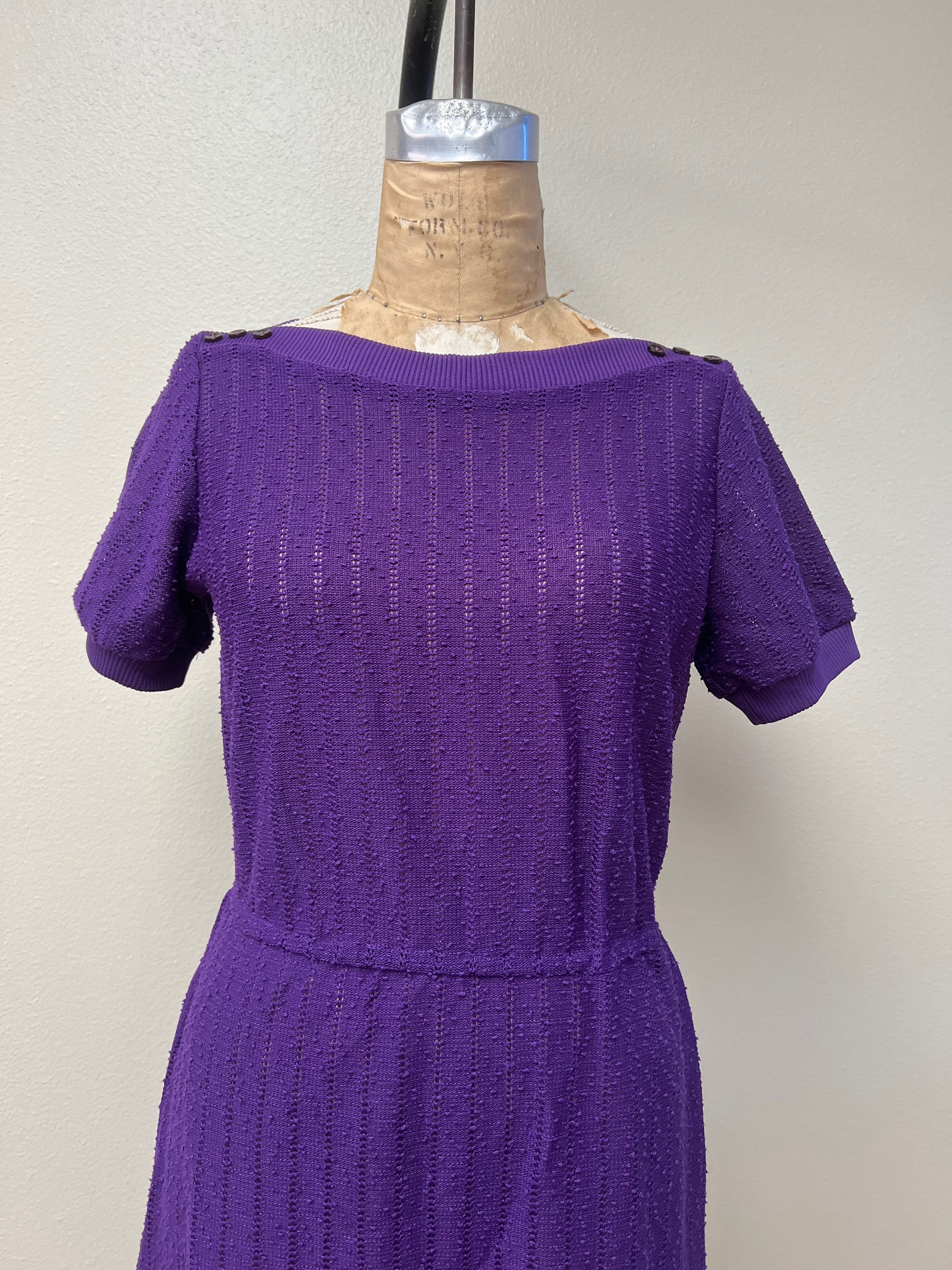 Other EUC Vintage 70s 80s Knit See Through Purple Dress Size M / US 6-8 / IT 42-44 - 4 Thumbnail