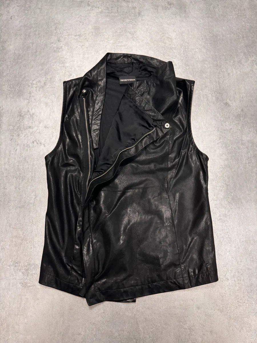 Emporio Armani SS2011 Emporio Armani Asymmetrical Black Goat Leather Vest Size US S / EU 44-46 / 1 - 3 Thumbnail
