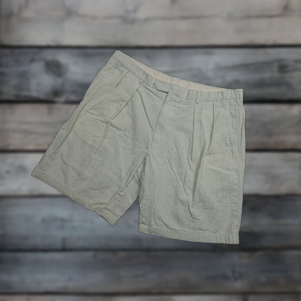 Peter Millar Peter Millar Seersucker Shorts Mens 42 Yellow Stripe Chino Golf Pleated Shorts Size US 42 / EU 58 - 1 Thumbnail