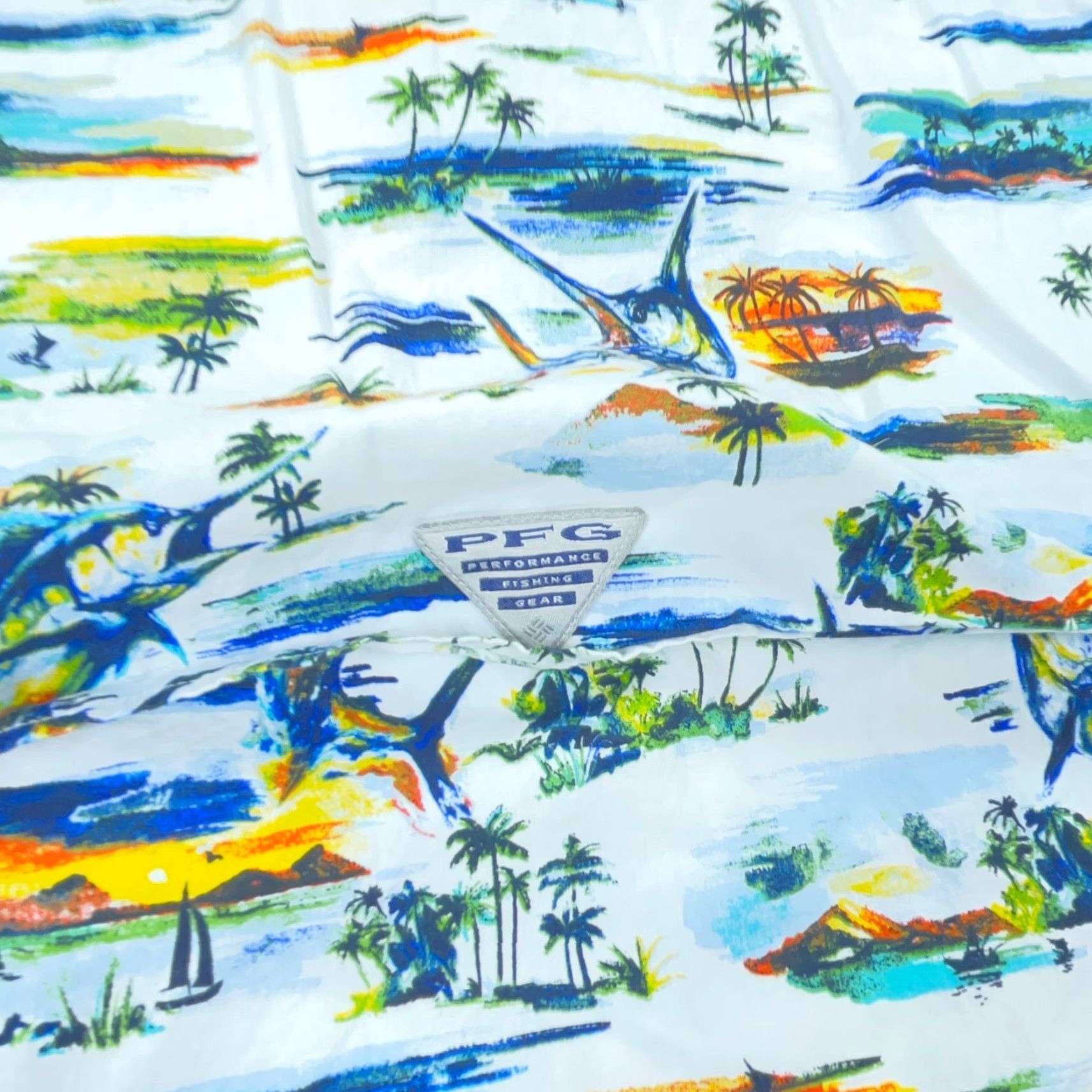 Vintage Columbia Shirt Men Large White Button-Up Hawaiian Beach Island Marlin Fish Size US L / EU 52-54 / 3 - 6 Thumbnail