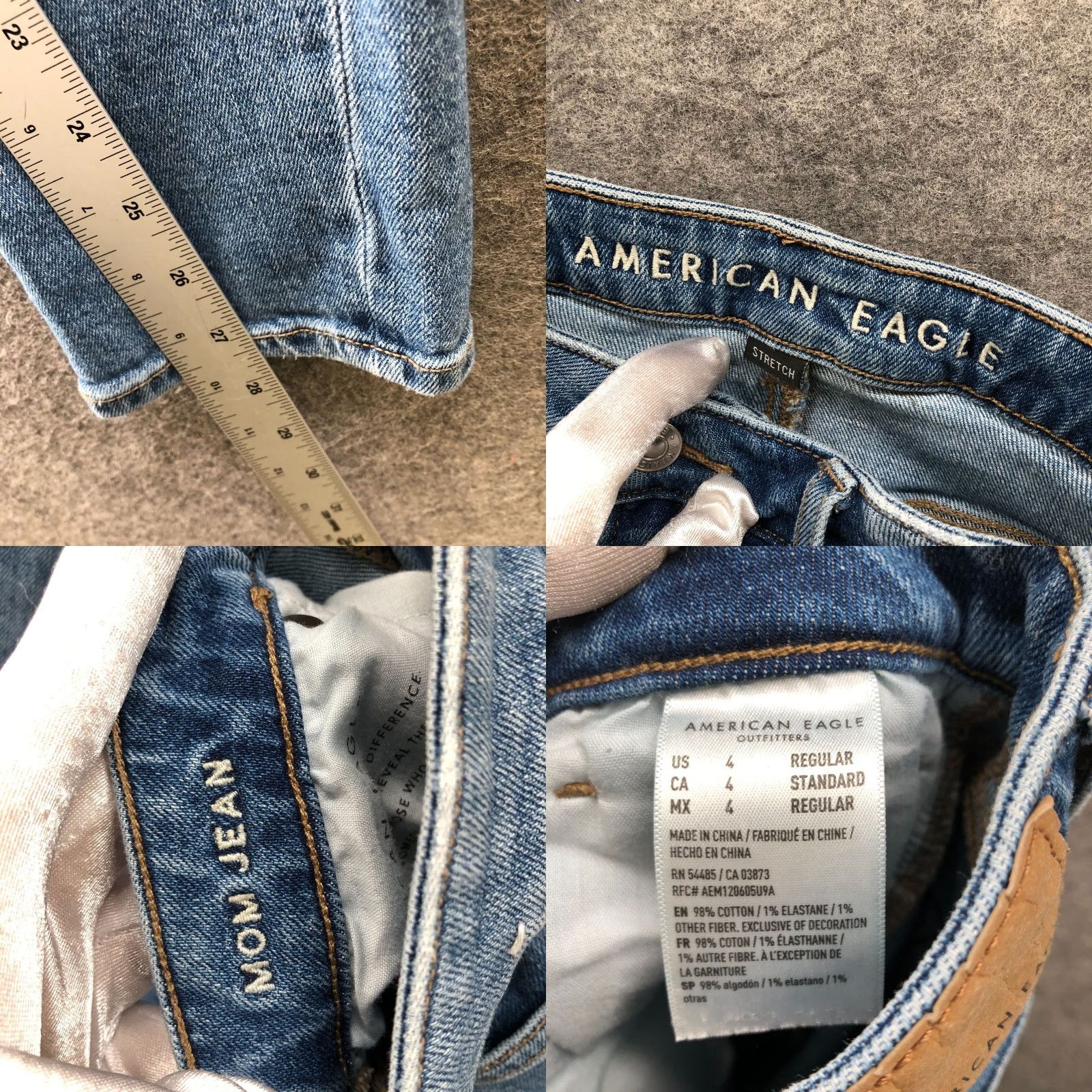 American Eagle Outfitters VINTAGE American Eagle Mom Jeans 4 Blue Medium Wash Stretch Womens 4 Jeans 5-Pocket Denim Rise High Regular Size 27" / US 4 / IT 40 - 8 Thumbnail
