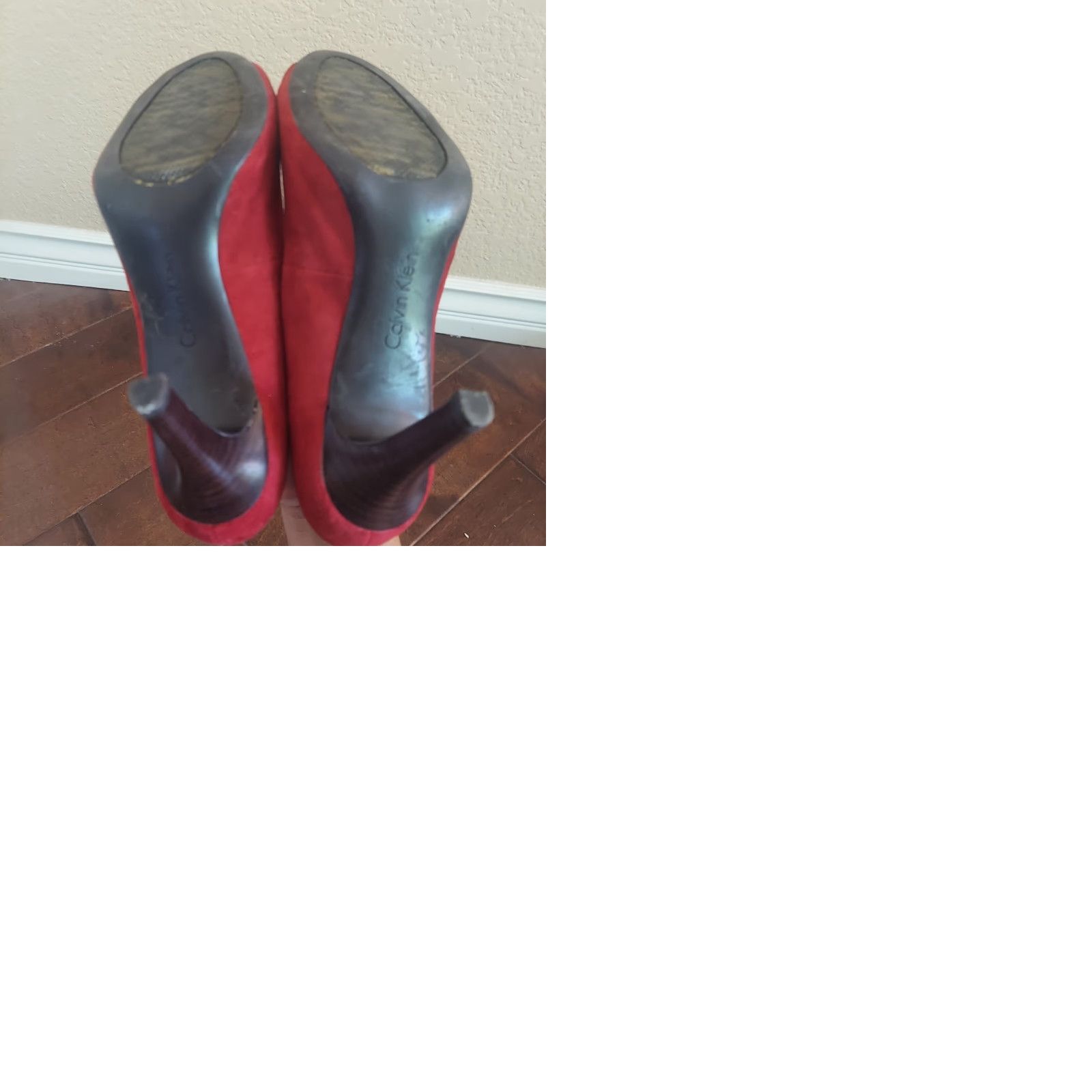 Calvin Klein Calvin Klein Women's Pump - Heel - Peep Toe - Red - Suede - Size 6M - Shoes Size US 6 / IT 36 - 9 Thumbnail