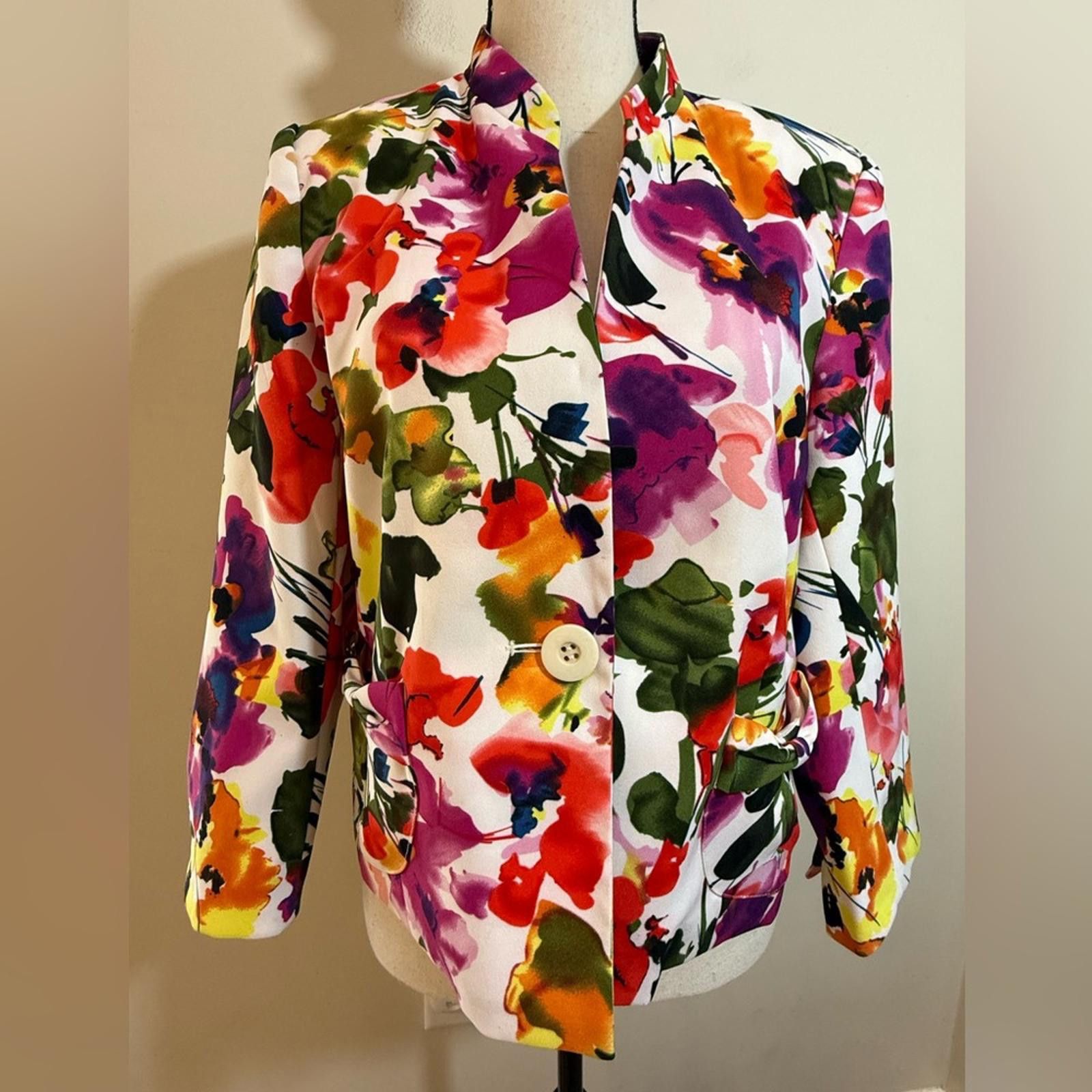 Other Molly & Maxx floral silky statement blazer jacket SZ PL Size L / US 10 / IT 46 - 1 Thumbnail