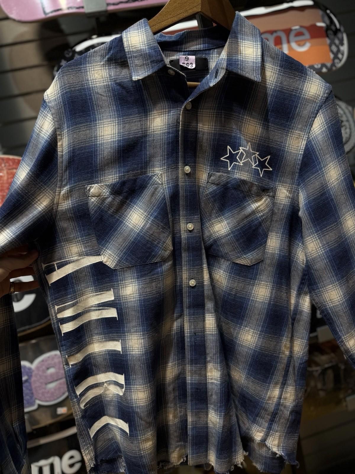 Amiri AMIRI Plaid Flannel Shirt Blue Black Star Men's Size Small Size US S / EU 44-46 / 1 - 7 Thumbnail