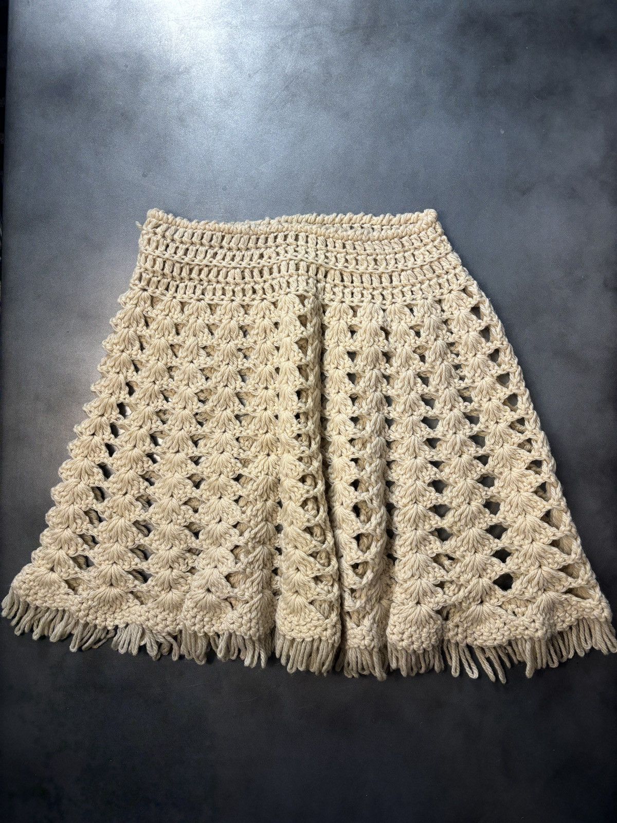 Vintage Vintage Loose Knit Skirt 1970s Skirt Coachella Boho Handmade Size 29" - 14 Thumbnail
