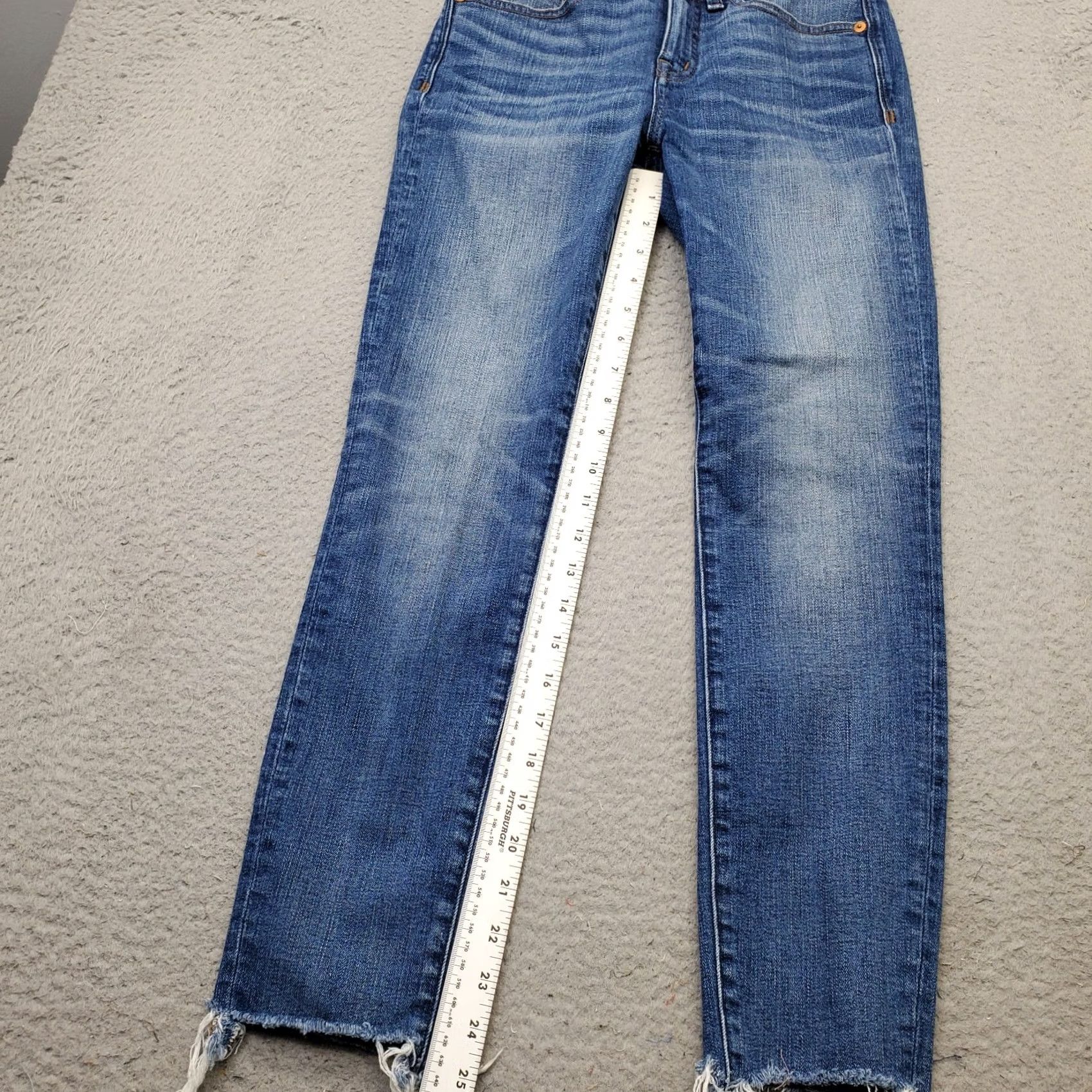 Madewell Madewell Womens 26 Blue Denim Skinny Crop Jeans High Rise Whiskered Faded Raw Hem Size 26" / US 2 / IT 38 - 6 Thumbnail