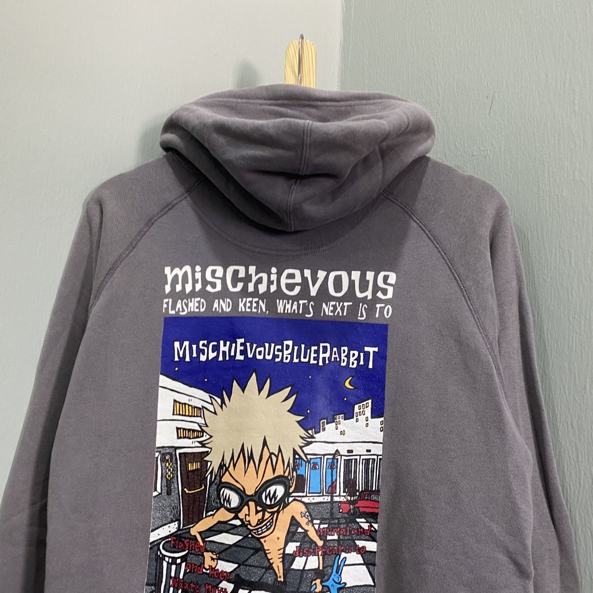 Beauty Beast Vintage Mischievous Blue Rabbit Graphic Punk Pullover Hoodie Size US M / EU 48-50 / 2 - 3 Thumbnail