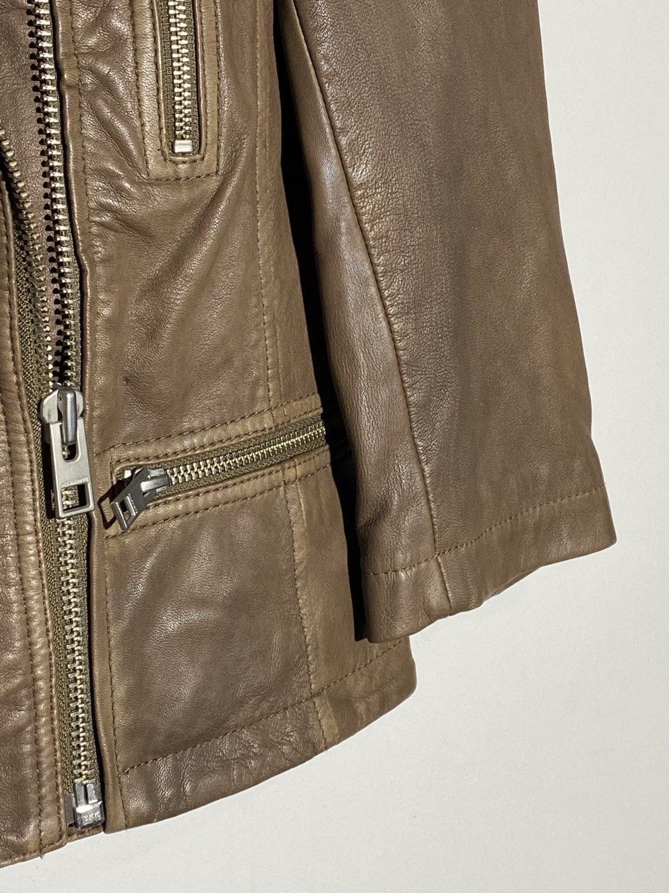 Allsaints All Saints Cropped Biker Leather Jacket Brown Size S / US 4 / IT 40 - 6 Thumbnail