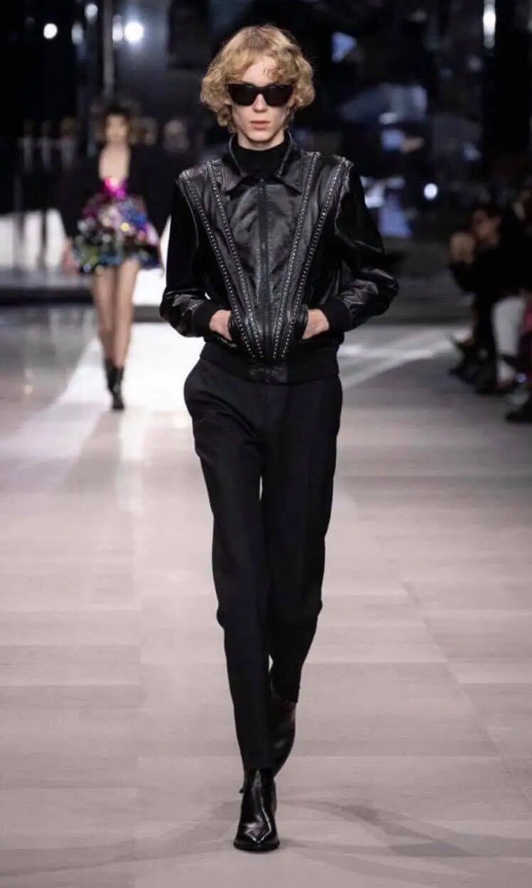 Celine × Hedi Slimane Celine by Hedi Slimane 19SS Rhinestones Leather Jacket Size US L / EU 52-54 / 3 - 3 Thumbnail