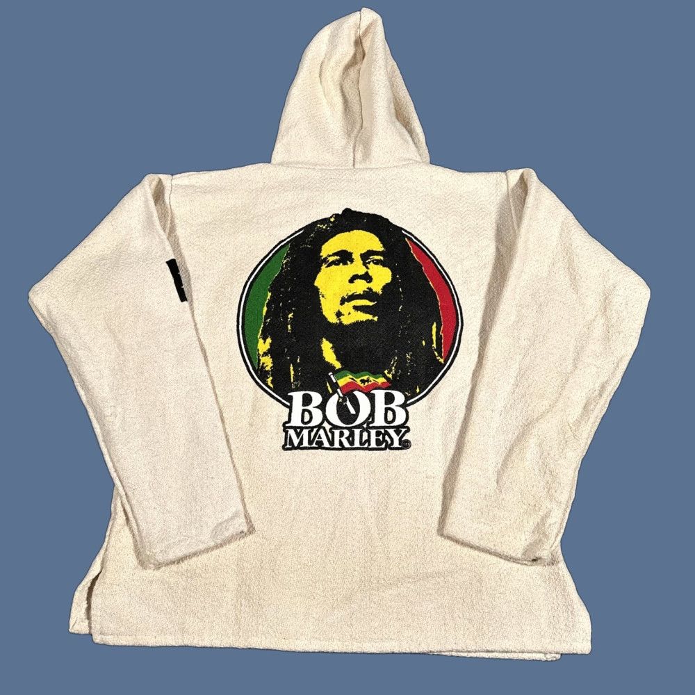 Vintage Bob Marley Hoodie Mens S Beige Baja Pullover Zion Rootswear Twill Cotton Crew Neck Hooded Graphic Print Kangaroo Pocket Long Sleeve Vintage: No Size US S / EU 44-46 / 1 - 1 Thumbnail