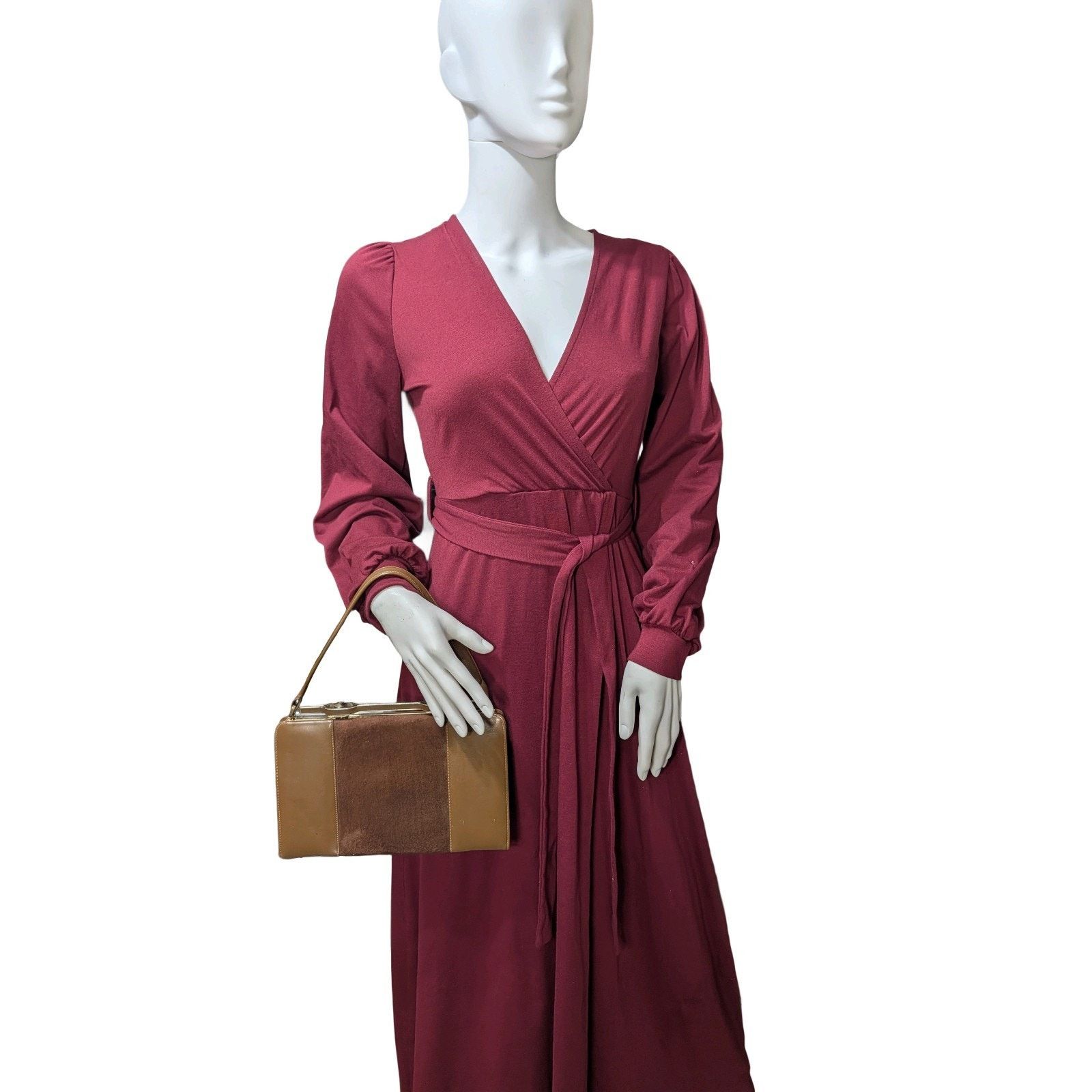 The Unbranded Brand Vintage Brown Structured Frame Handbag with Top Handle Size ONE SIZE - 7 Thumbnail