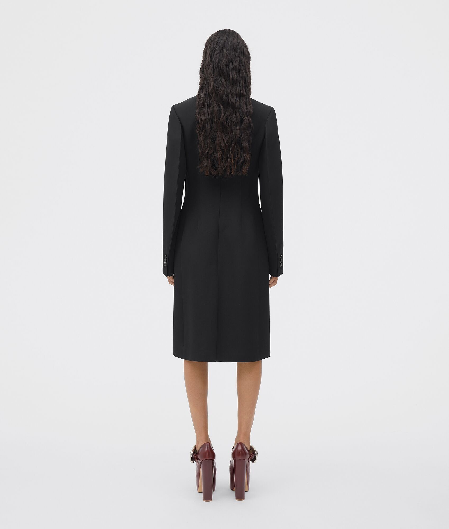 Bottega Veneta o1n1vont1224 Compact Wool Coat in Black Size XS / US 0-2 / IT 36-38 - 3 Thumbnail