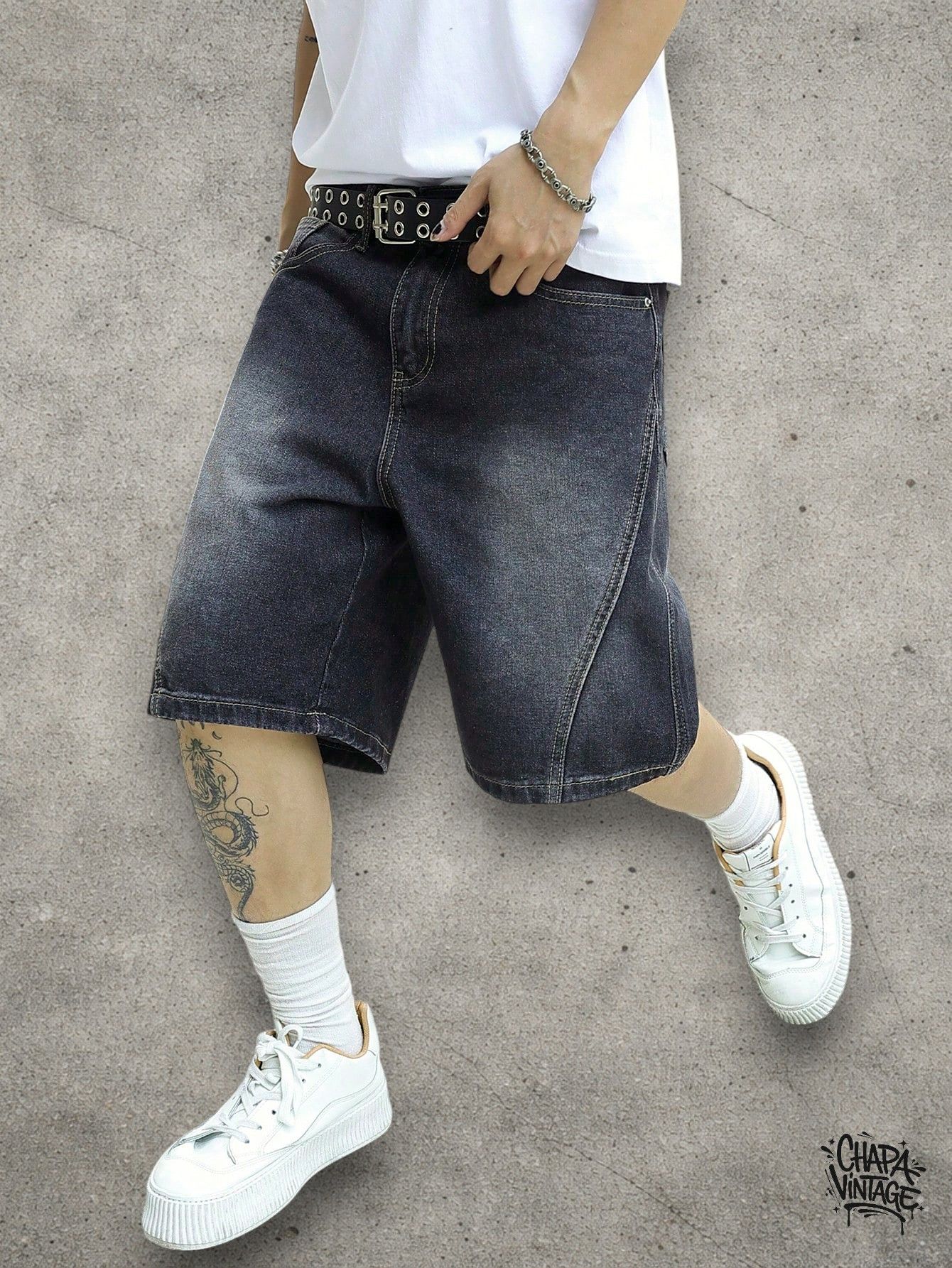 Japanese Brand Washed gray denim shorts Size US 32 / EU 48 - 3 Thumbnail