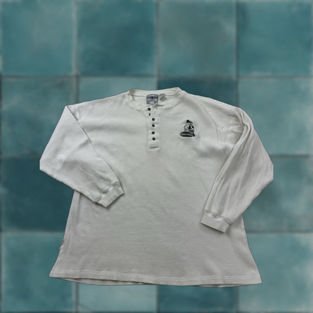 Vintage VINTAGE Looney Toons Shirt Mens XL White Henley Cotton Long Sleeve Tweety Sylvester 90s Grunge Minimalist Casual Hipster Grandad Collar Size US XL / EU 56 / 4 - 1 Thumbnail