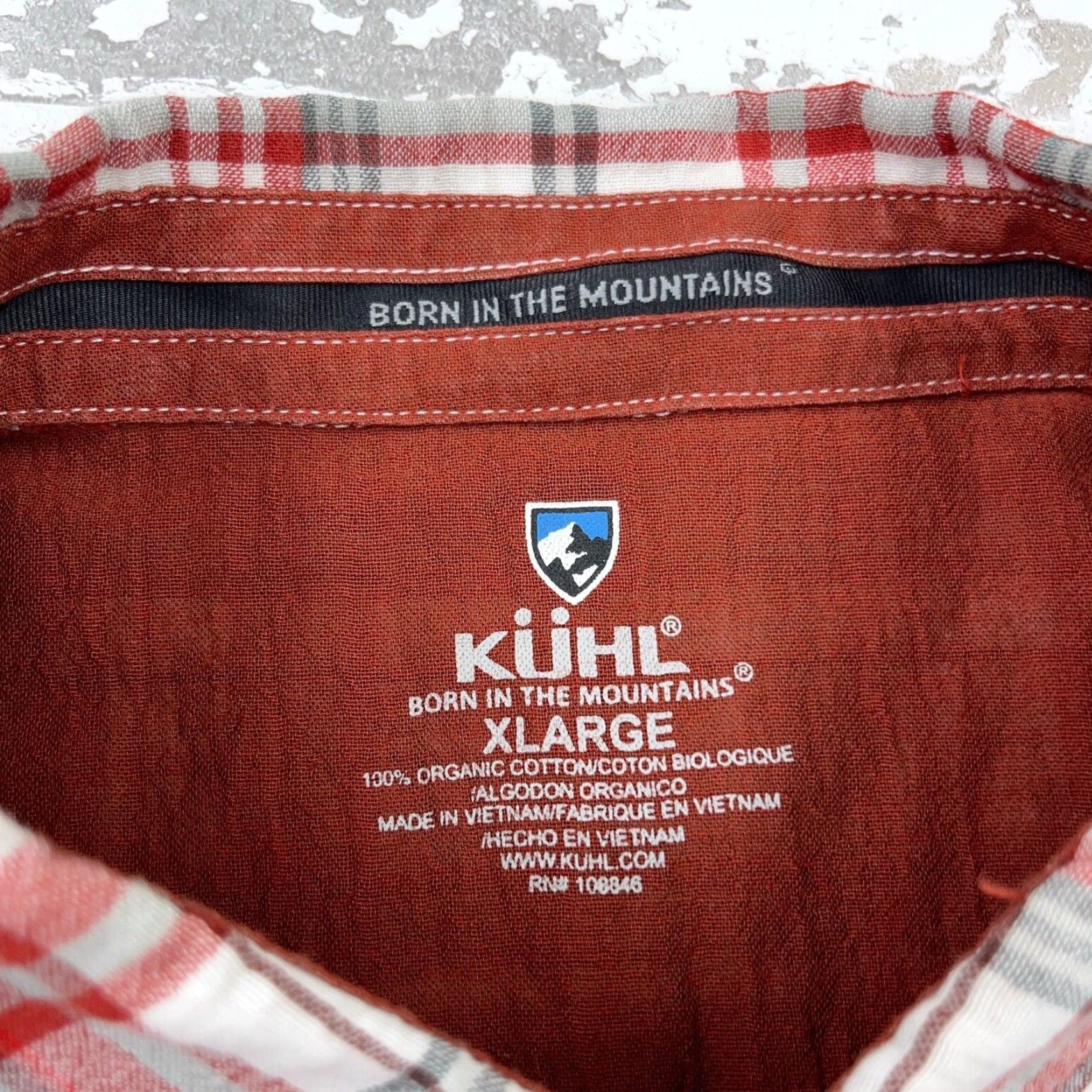 Vintage VINTAGE Kuhl Shirt Men XL Orange White Plaid Button Up Organic Cotton Camp Hiking Pocket Size US XL / EU 56 / 4 - 3 Thumbnail