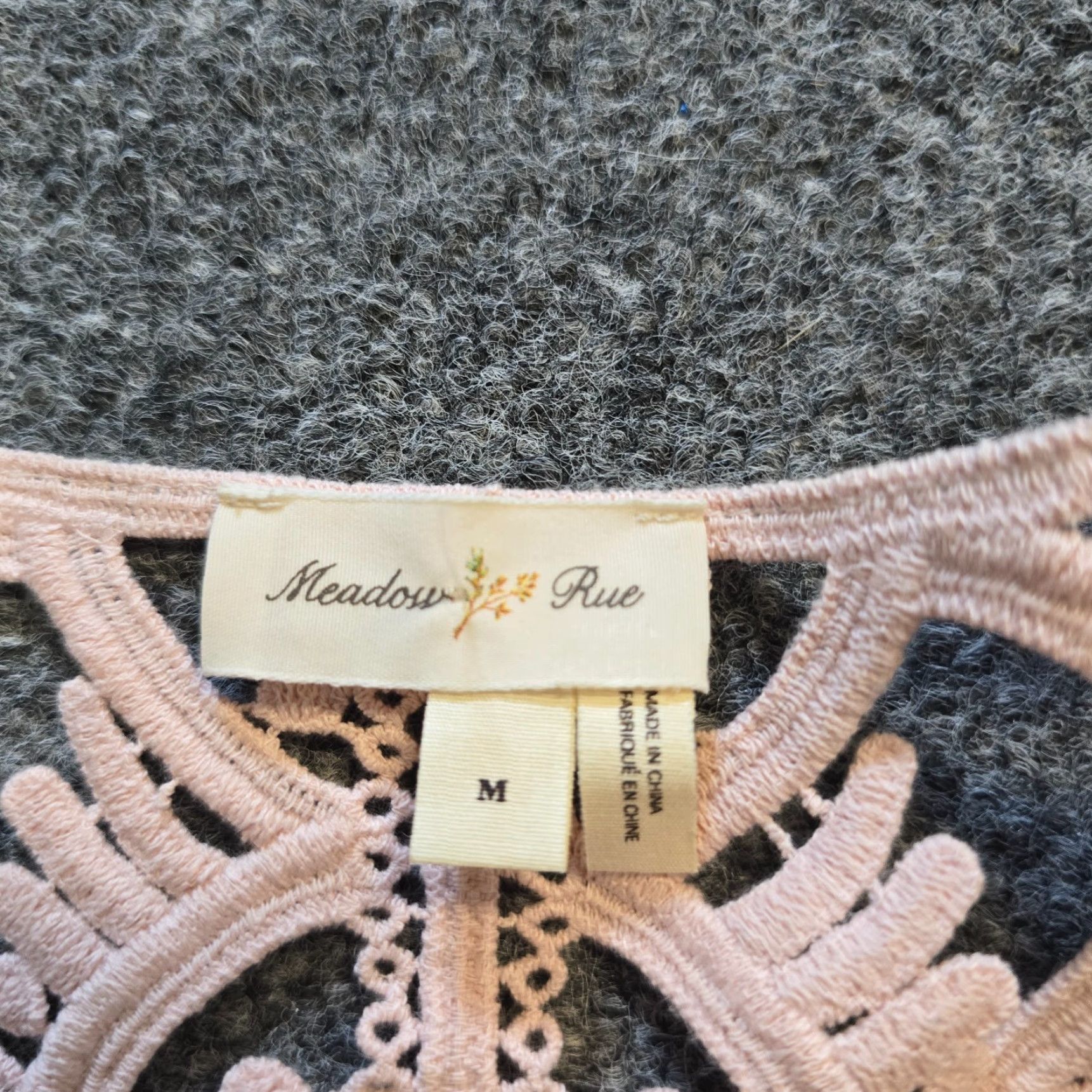 Vintage Meadow Rue Top Womens M Pink Lace Long Sleeve Blouse Casual Romantic Capsule Regular Size M / US 6-8 / IT 42-44 - 4 Thumbnail