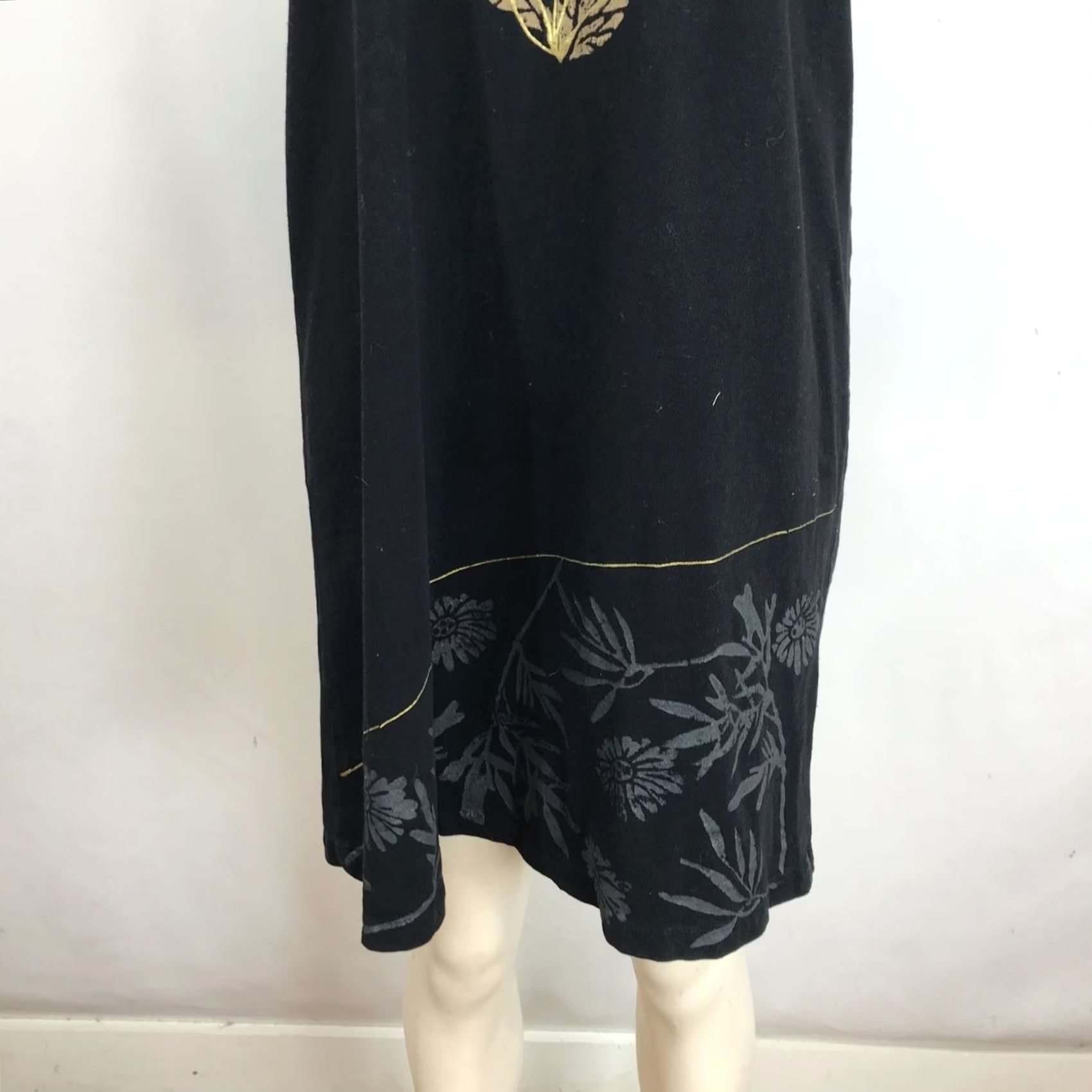 Vintage ISLAND ATTITUDES ROUND NECK DRESS WOMEN'S M/L BLACK FLORAL SHORT SLEEVE Size 32" / US 10 / IT 46 - 3 Thumbnail