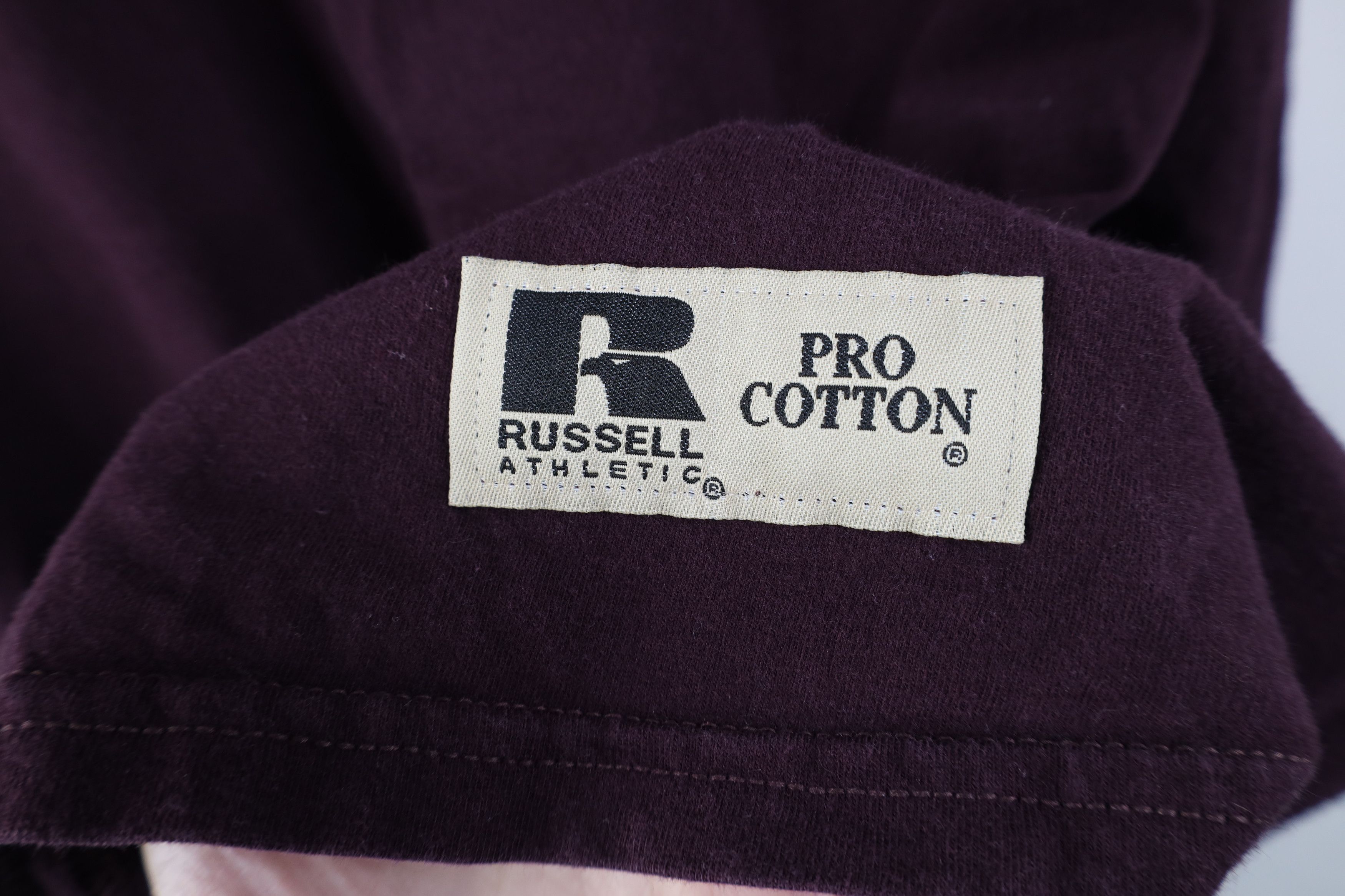 Russell Athletic Vintage 90s Y2K Russell Athletic Blank Cotton T-Shirt Purple Size US XL / EU 56 / 4 - 4 Thumbnail