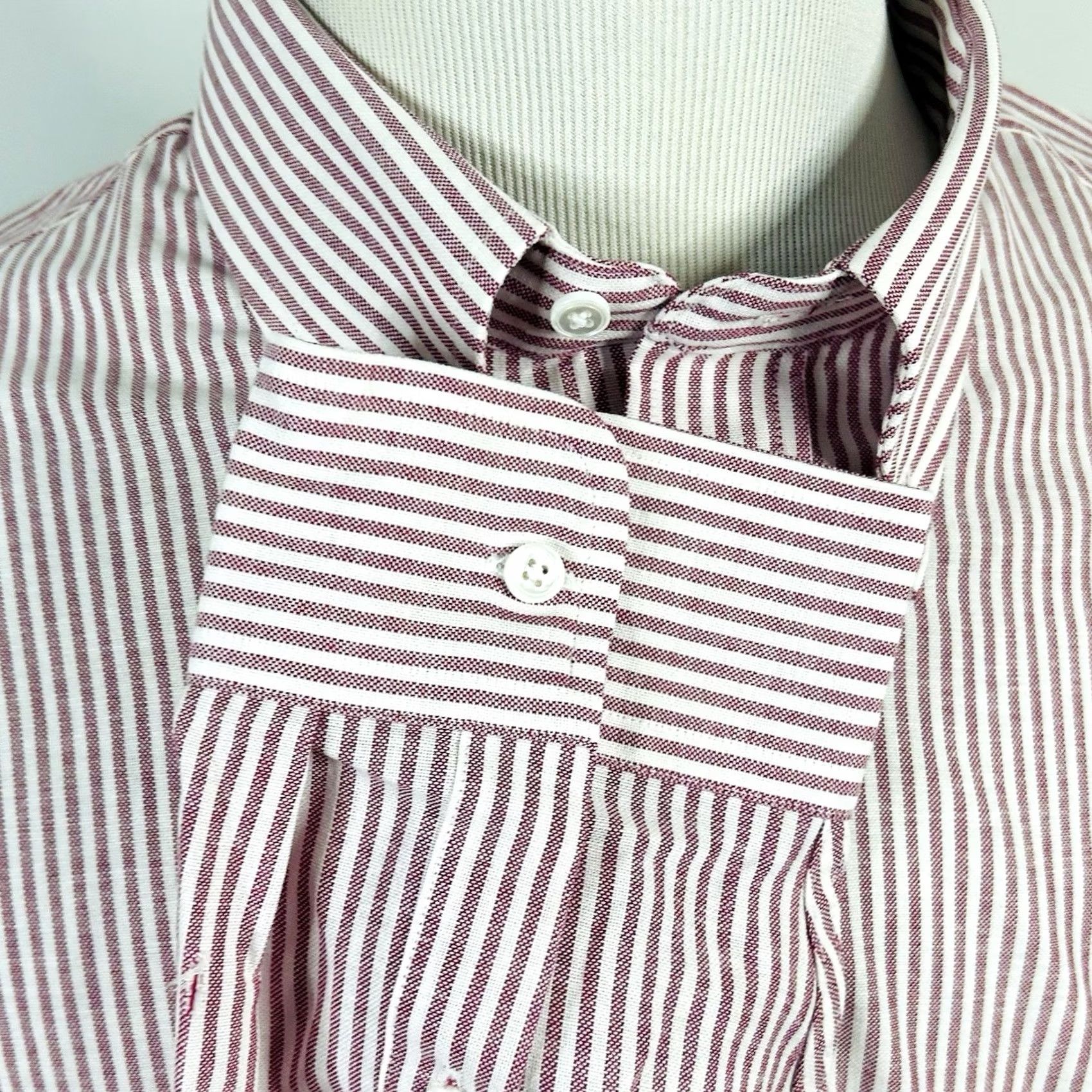 Stafford Stafford Dress Shirt Red White Striped Cotton Blend 18 35 Extra Tall Oxford Button-Down Collar Men Shirt Size 18 Mens Size 48R - 4 Thumbnail