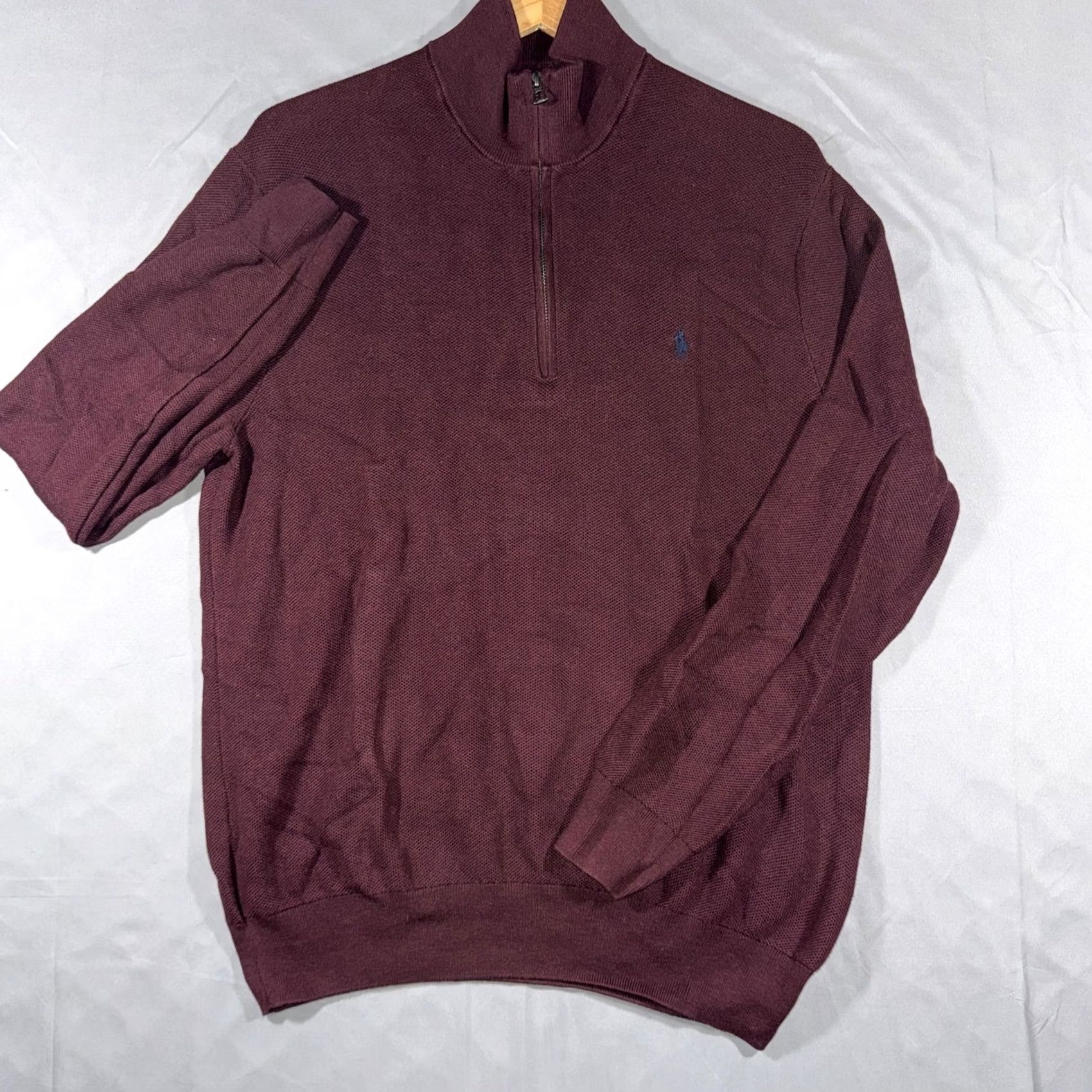Polo Ralph Lauren Polo Ralph Lauren Sweater Mens XL Red Quarter Zip Mock Neck Knit Cotton Pullover Regular Fit Varsity Pony Logo 1/4 Zip Size US XL / EU 56 / 4 - 2 Thumbnail