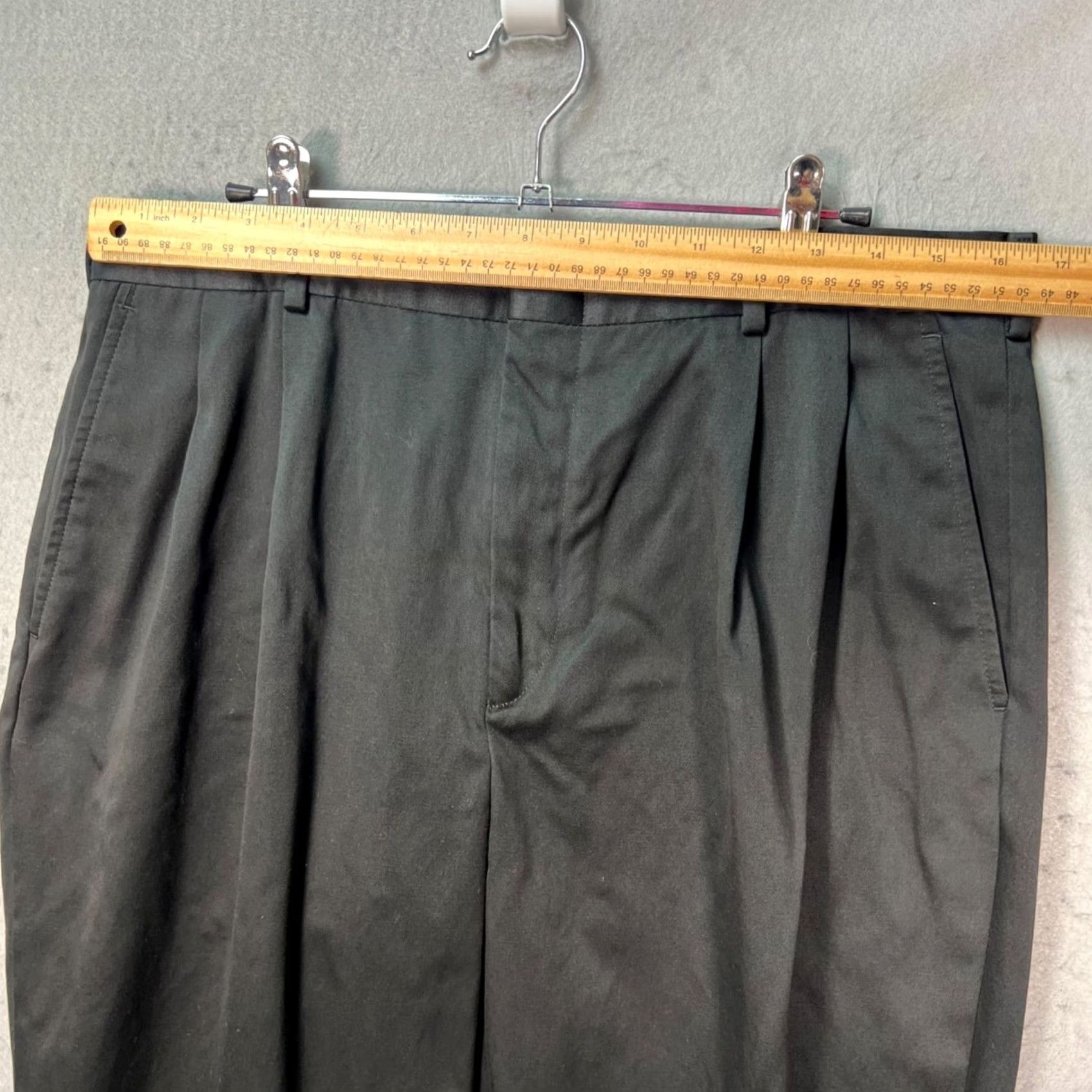 Lands' End Lands' End Mens Dress Pants Black 35 Regular Pleated Cotton Blend Straight Front Slashed Pockets Vintage: No Size US 35 - 5 Thumbnail