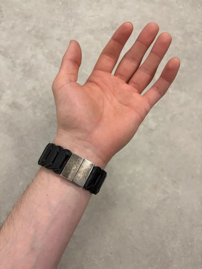 Emporio Armani 2010s Emporio Armani Black Leather Bracelet Size ONE SIZE - 2 Thumbnail