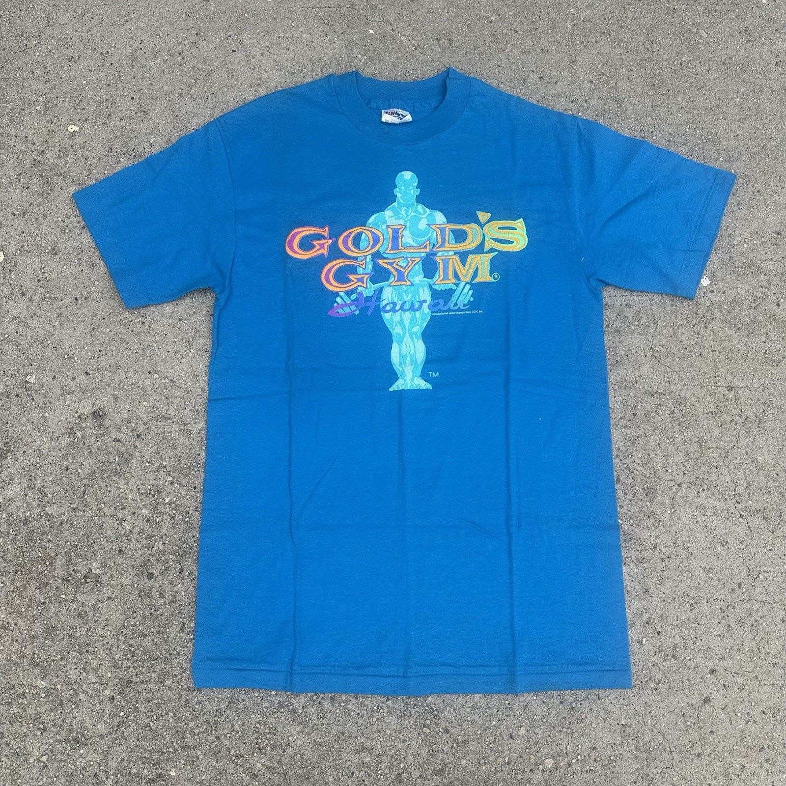 Vintage Vintage 80s Golds Gym Hawaii Blue Tee T-Shirt Medium Size US M / EU 48-50 / 2 - 2 Thumbnail