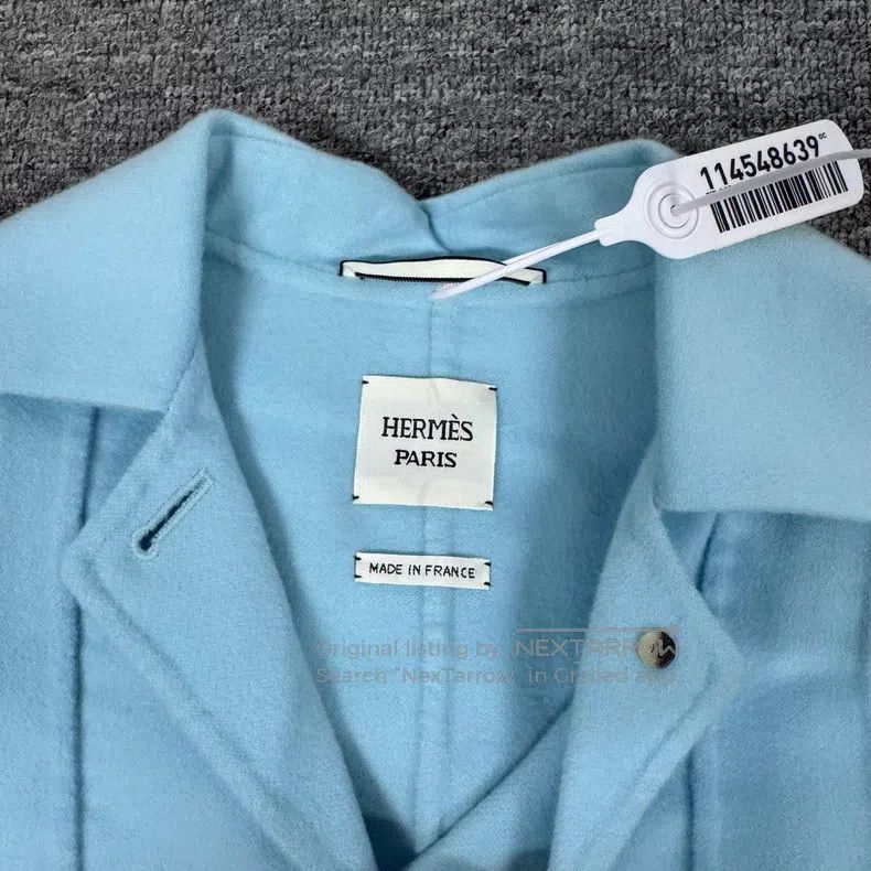 Hermes Hermes Baby Blue Cashmere Coat Size XXS / US 00 / IT 34 - 5 Thumbnail