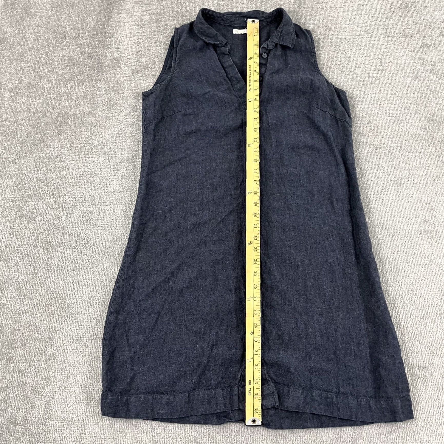 Vintage Garnet Hill Shift Dress Womens Size 8 Blue Linen Sleeveless Button Up Casual Beach Top Size M / US 6-8 / IT 42-44 - 4 Thumbnail
