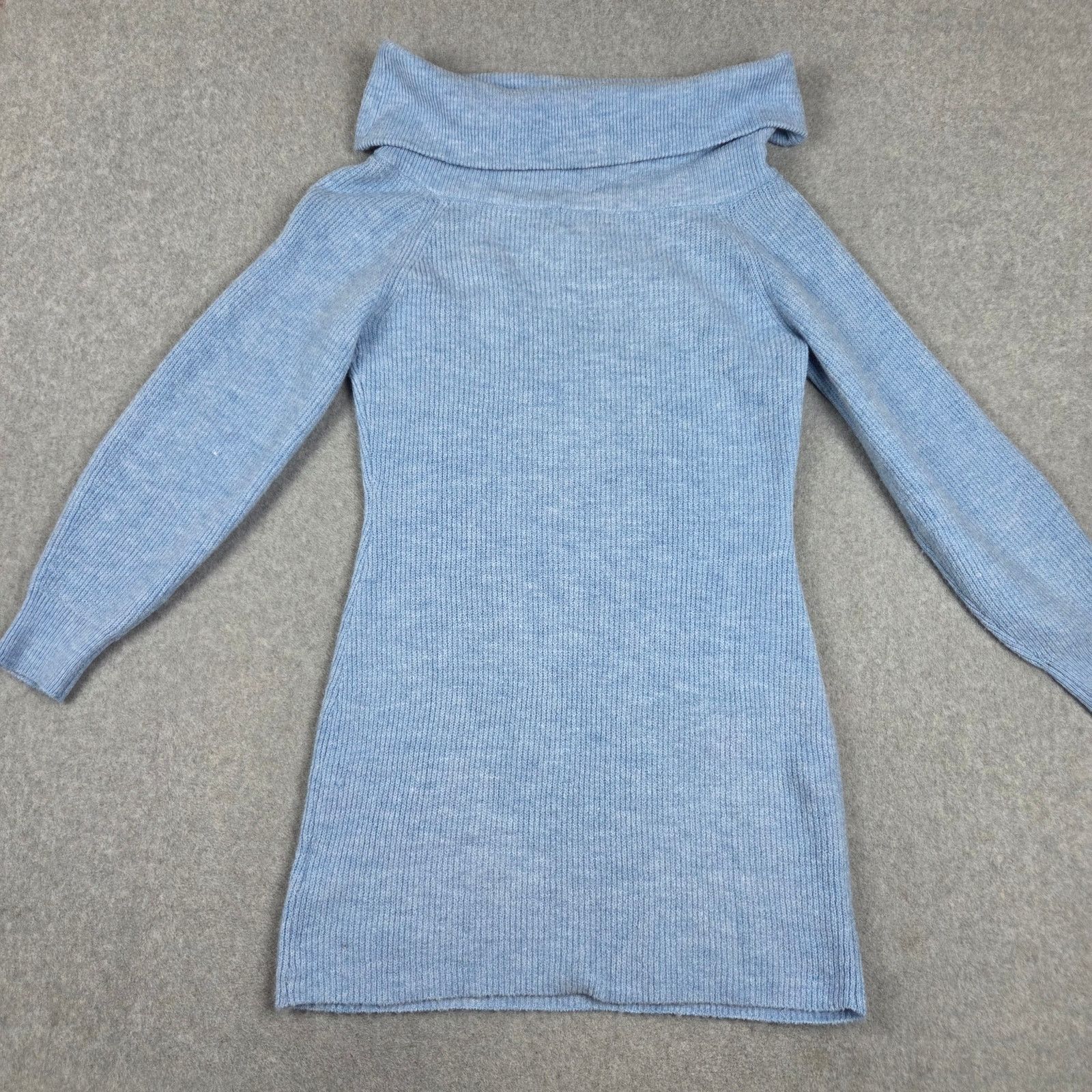 H&M H&M Large Blue Sweater Dress Versatile Cowl Neck Size L / US 10 / IT 46 - 5 Thumbnail