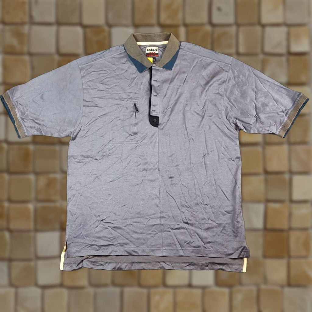 Vintage VINTAGE Sadock Golf Polo Shirt Men L Gray Knit Oversized Button Collar Shirt Size US L / EU 52-54 / 3 - 1 Thumbnail