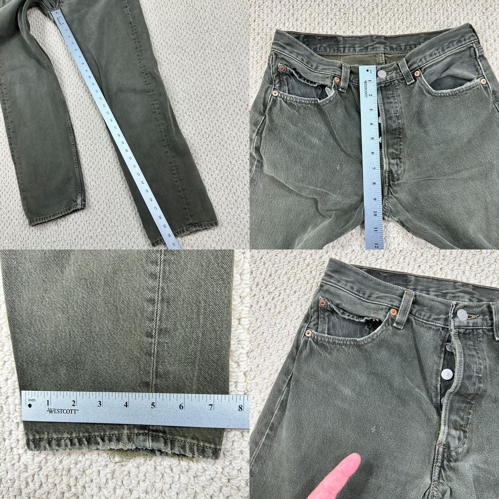 Levi's VINTAGE Levi's 501 Jeans Mens 30x30 Green Olive Denim USA Wallet Fade Size US 30 / EU 46 - 8 Thumbnail