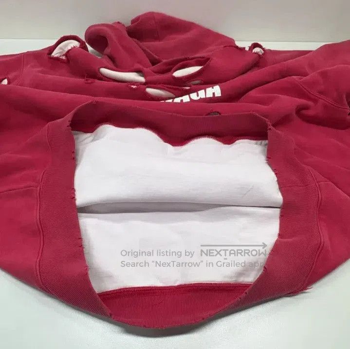 Balenciaga Balenciaga Classic Distressed Red Hooded Sweatshirt. Size US XXS / EU 40 - 4 Thumbnail